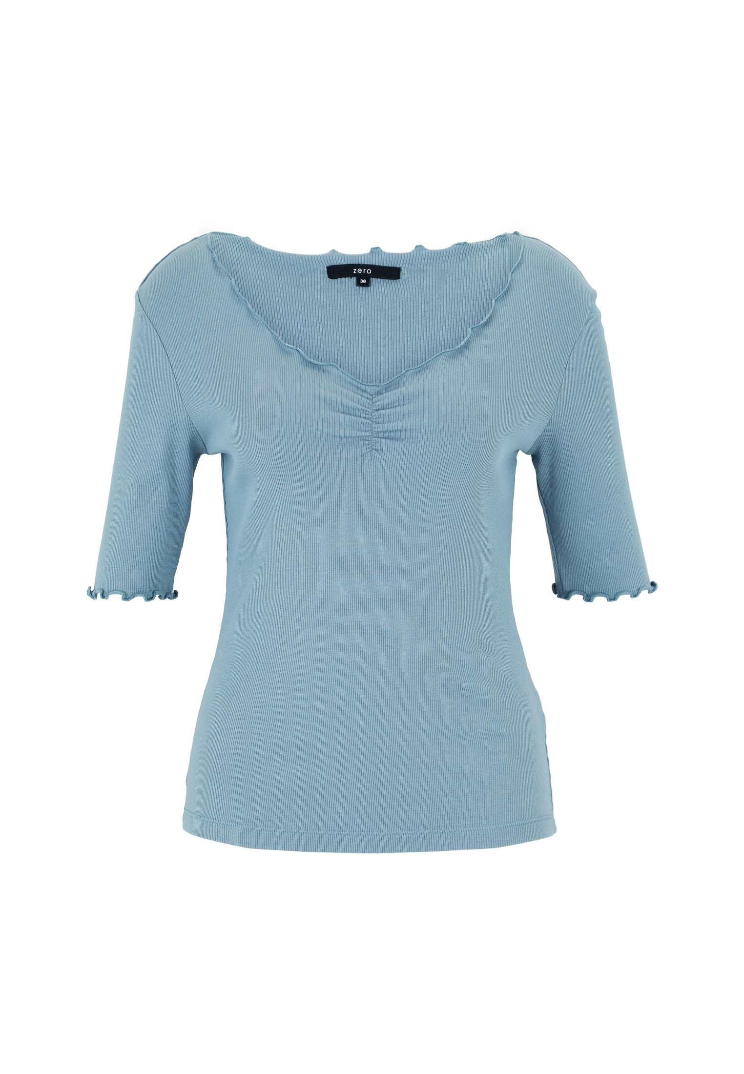 Zero 3/4-Arm-Shirt "zero Damen Shirt mit gewellten Kanten", (1 tlg.), weite günstig online kaufen