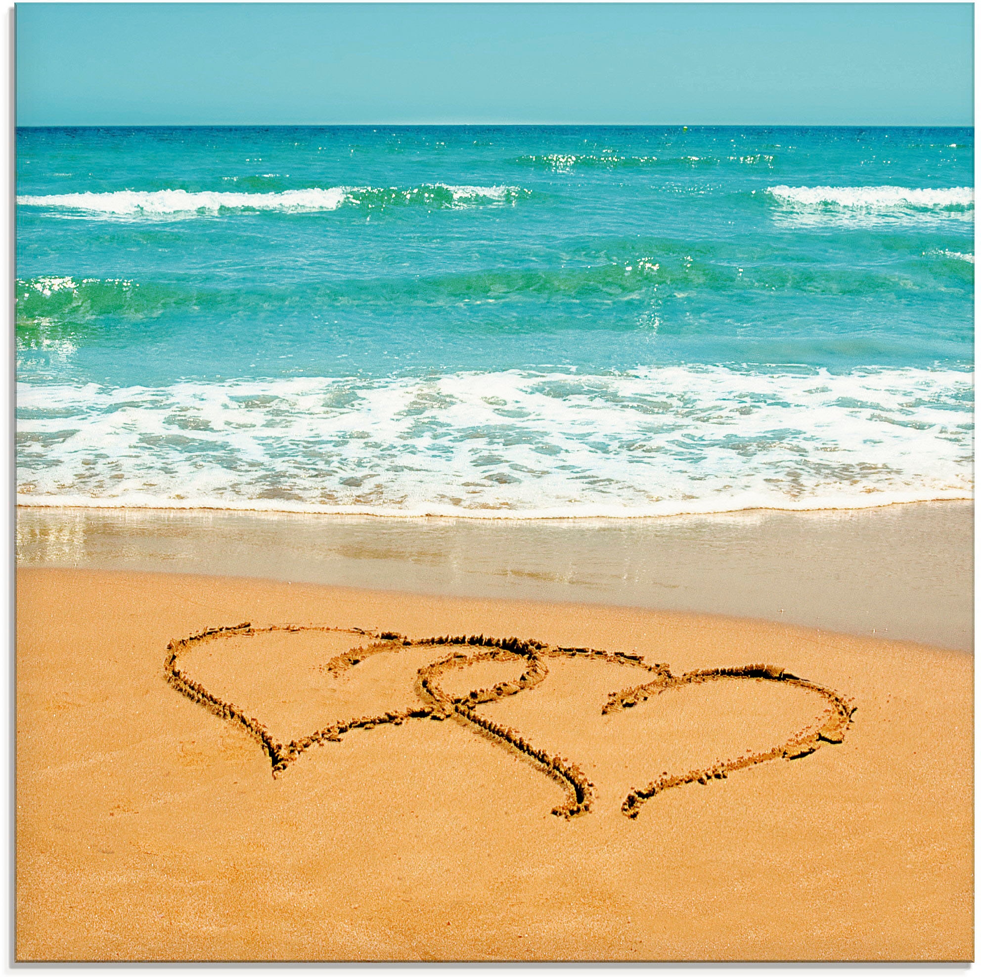 Artland Glasbild "Herzen im Sand" Strand 1 Stk. tlg. in verschiedenen Größe günstig online kaufen