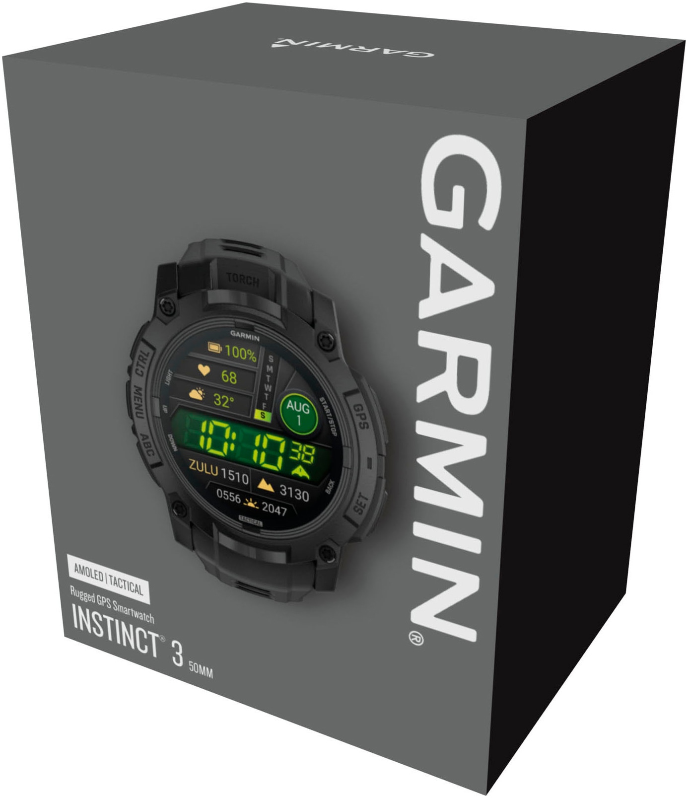 Garmin Smartwatch »Instinct 3 AMOLED 50 mm Tactical Edition« (3,3 cm / 1,3 ″)