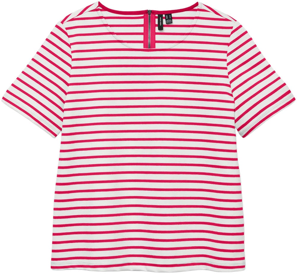 Vero Moda Rundhalsshirt "VMABBY SS ZIP TOP JRS NOOS" Materialmix, regular f günstig online kaufen