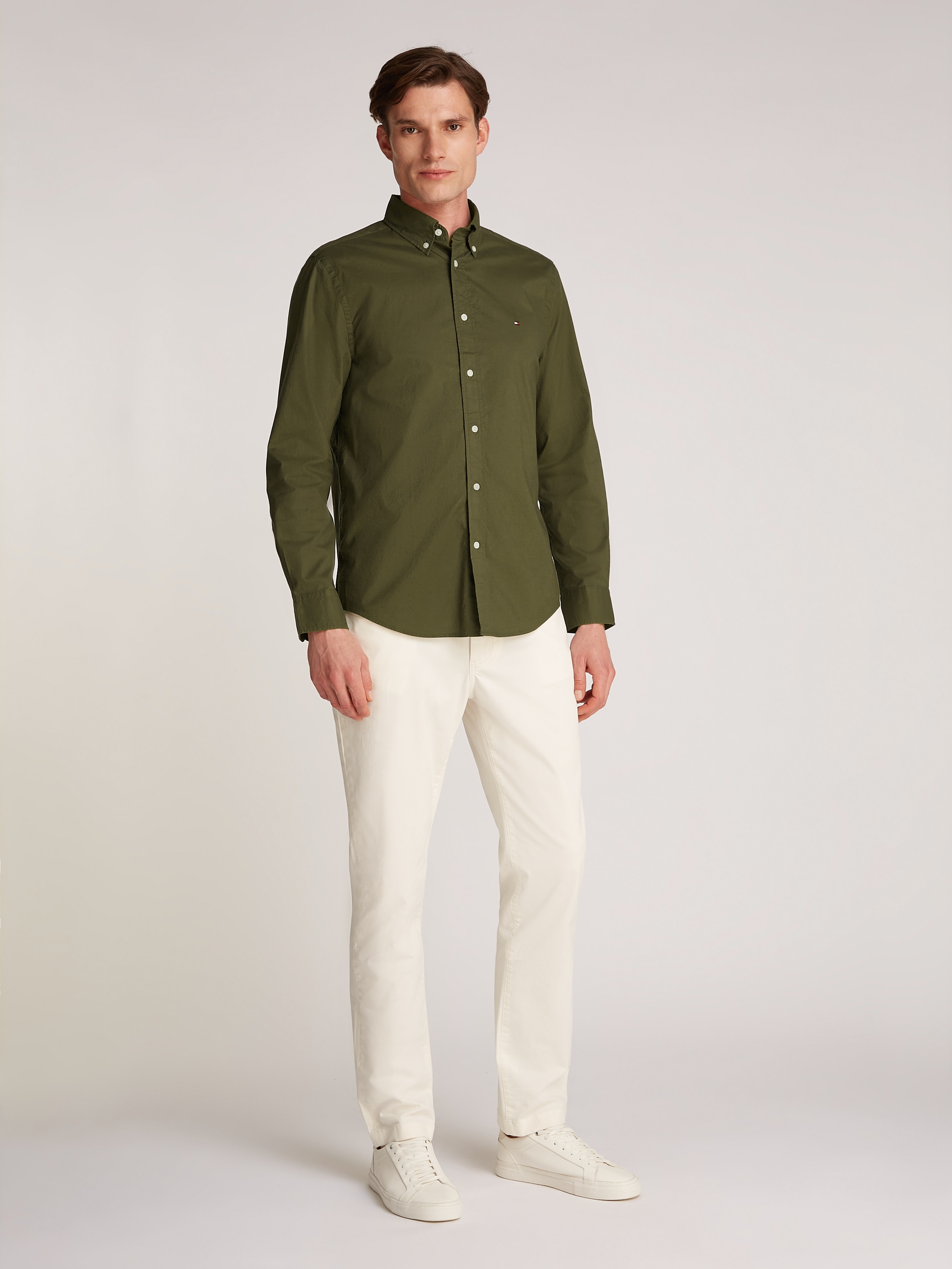 Tommy Hilfiger Businesshemd »FLEX POPLIN SOLID RF SHIRT 1«, mit Logostickerei
