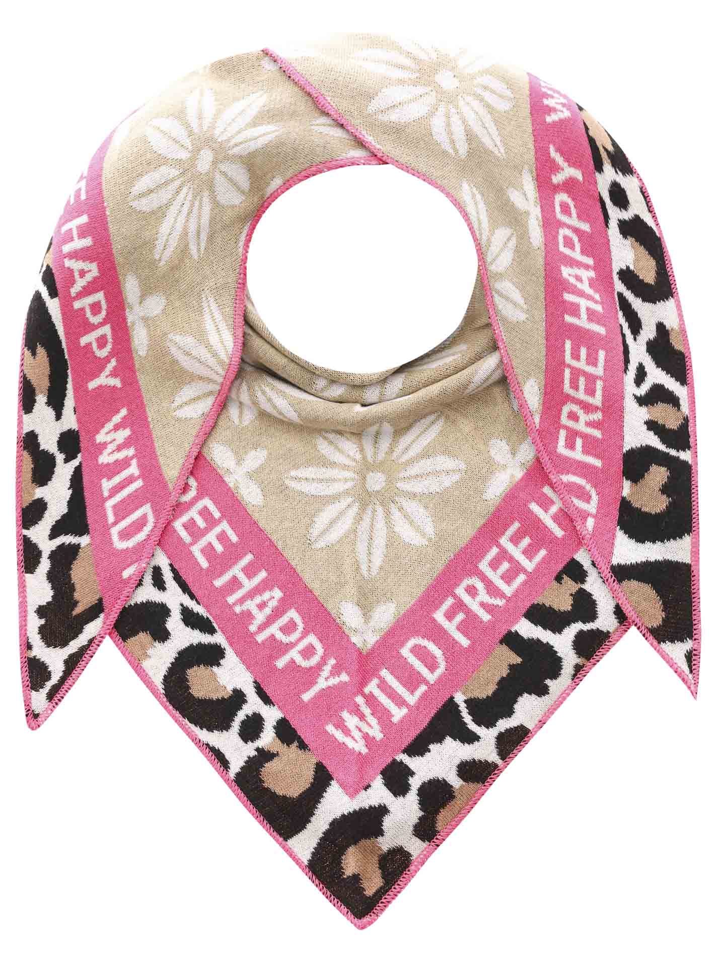Zwillingsherz Dreieckstuch ""Blumen & Leo"" Eyecatcher Tuch, Mustermix: Leomuster und Blumen, Feinstrick, wärmend