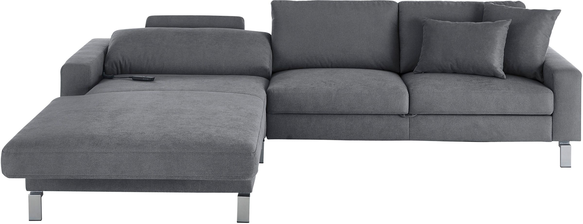 3C Candy Ecksofa »Lecce, wahlweise PUR-Schaumstoff oder Tonnentaschenfederkern«, Bett im 2,5-Sitzer, teilmotorische Schlaffunktion im Longchair, L-Form
