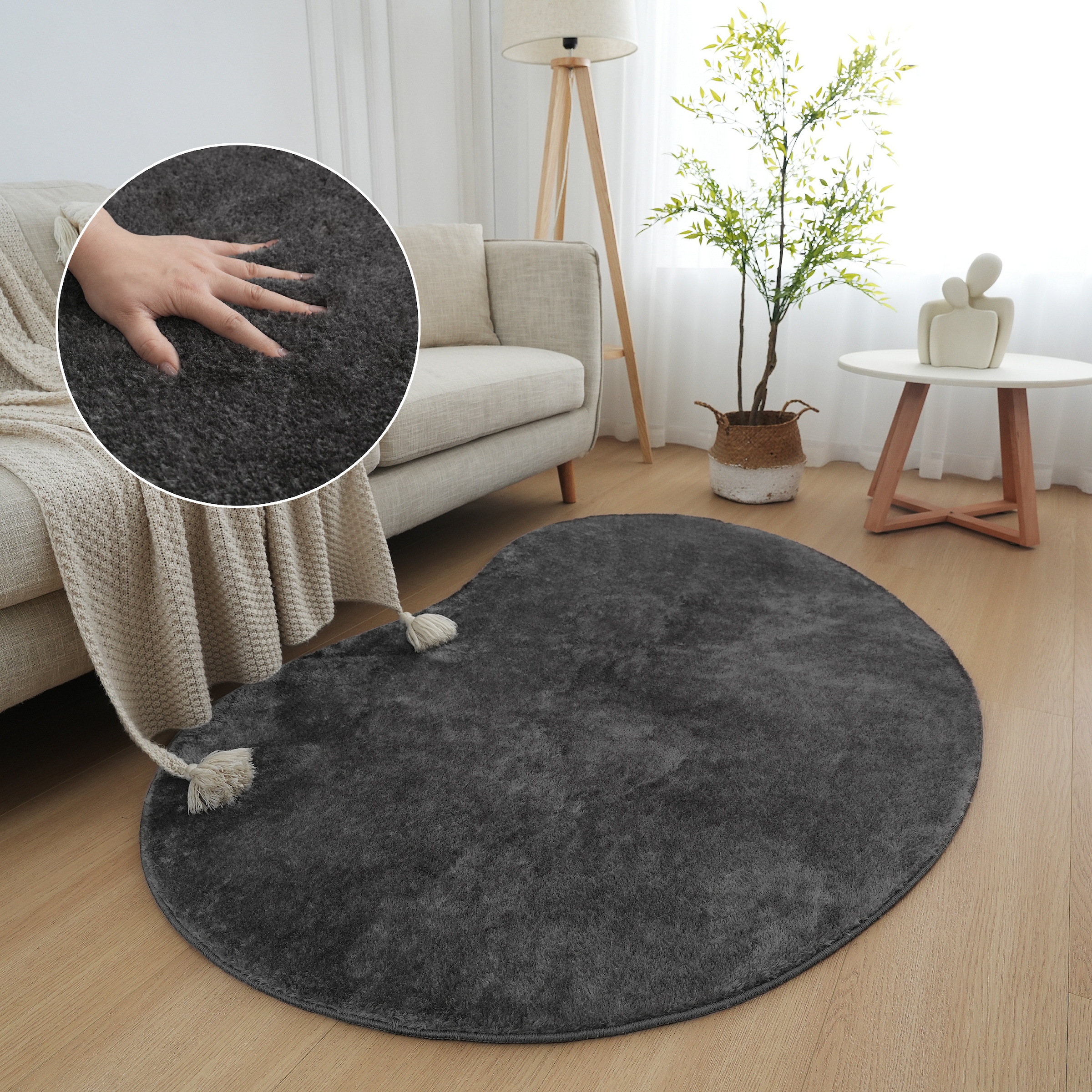 OTTO home Teppich "Cali Bean" U-förmig 16 mm Höhe besondere Form, Uni, weic günstig online kaufen