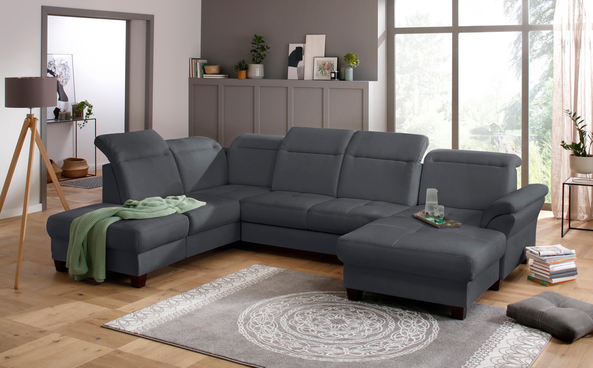 Home affaire Wohnlandschaft "Solvei U-Form" Sitztiefenverstellung und Feder günstig online kaufen