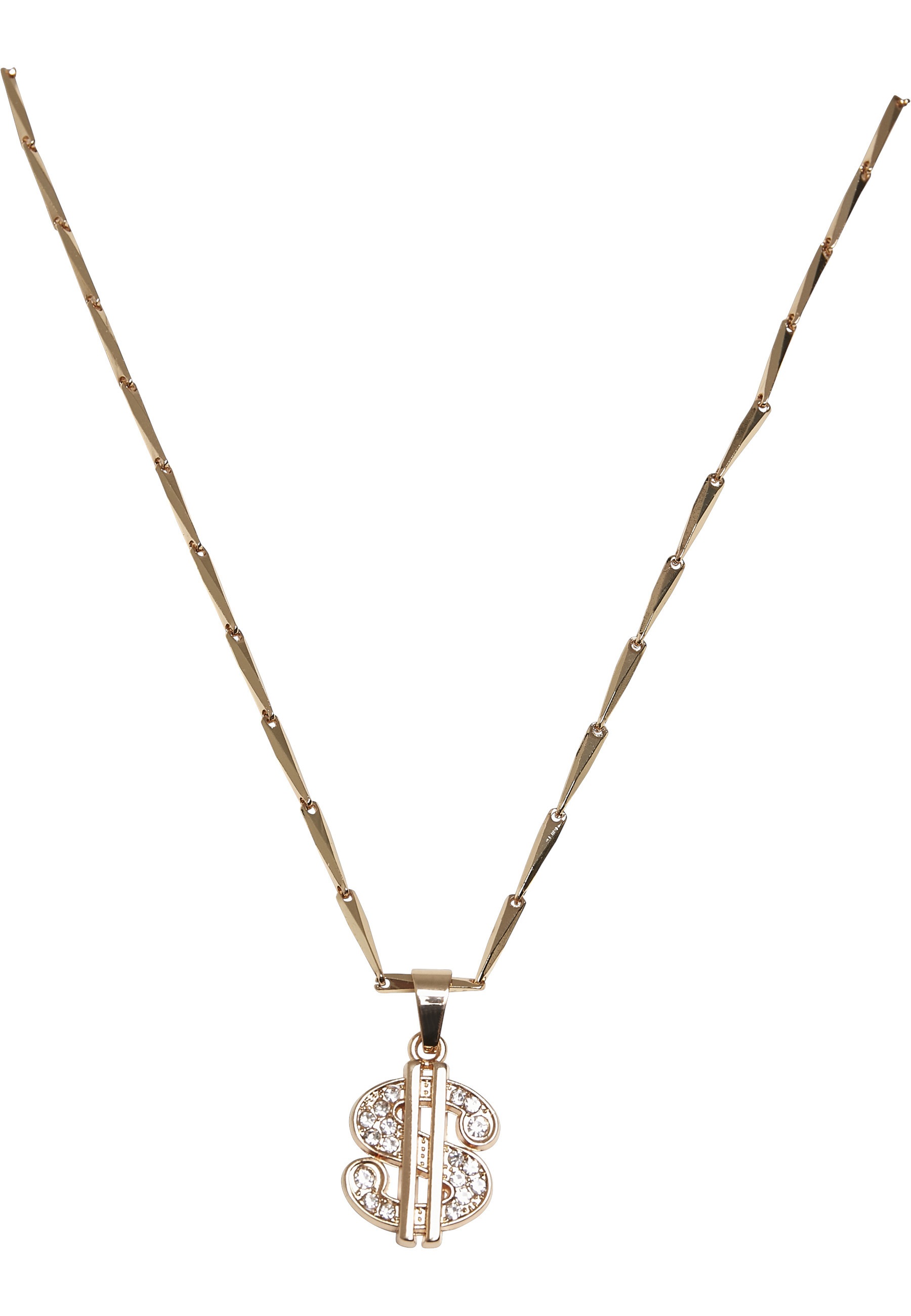 Edelstahlkette URBAN CLASSICS "Urban Classics Unisex Small Dollar Necklace", gold, Halsketten, Damen, onesize, Edelstahlkette