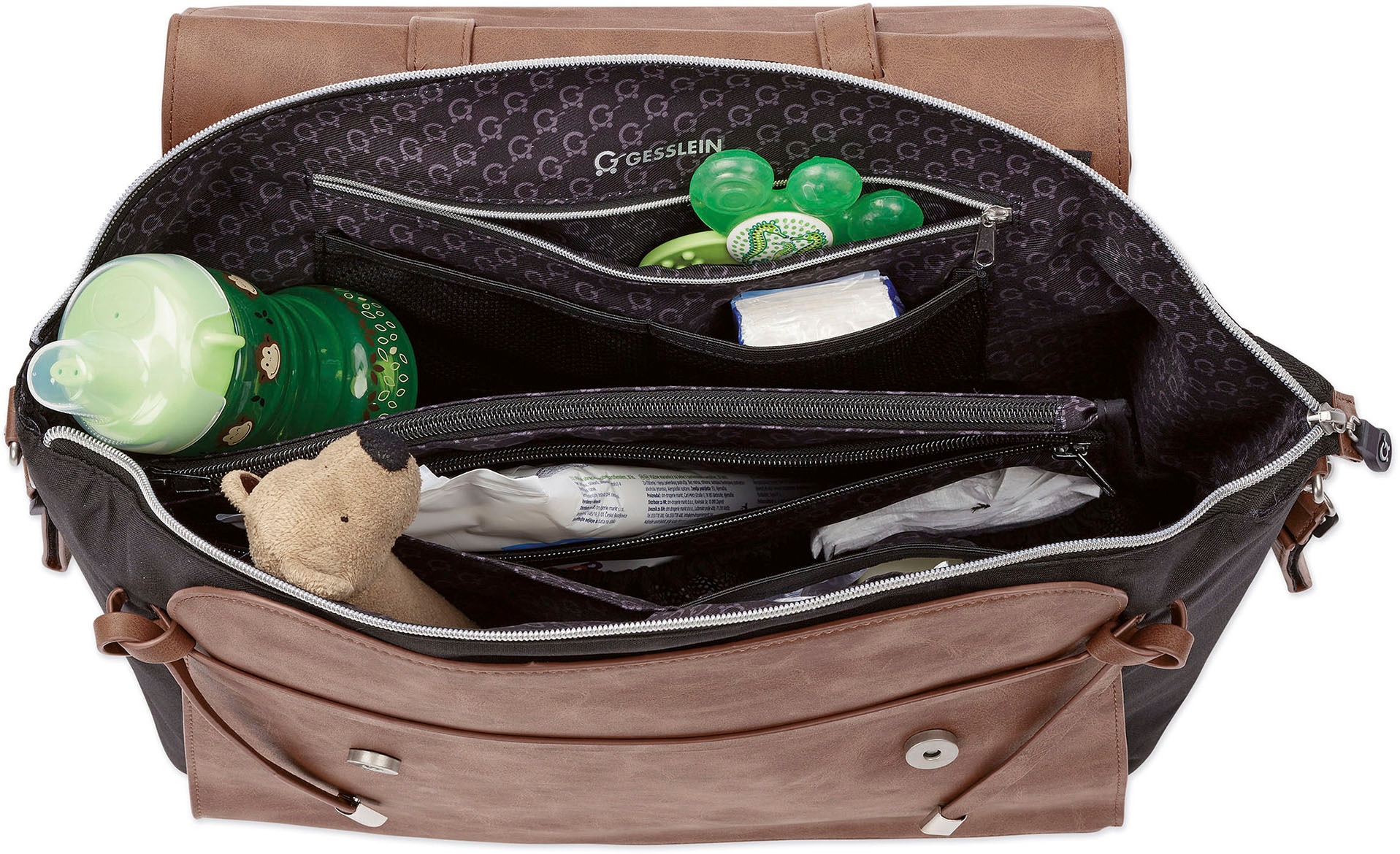 Gesslein Wickeltasche »N°4 tabak, aqua mint«, mit Wickelauflage und Flaschenhalter, Made in Germany