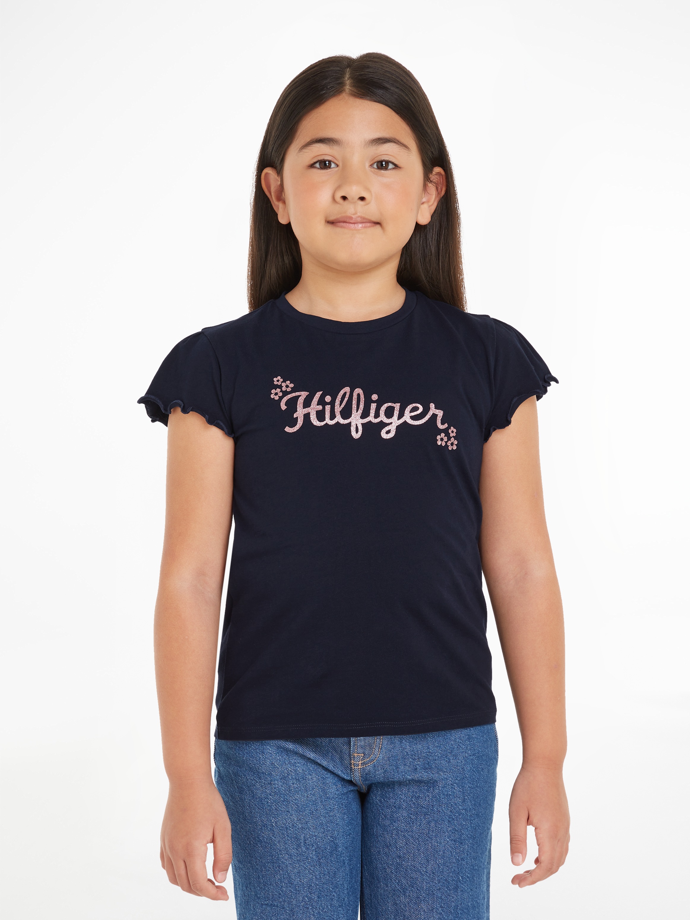 TOMMY HILFIGER Kurzarmshirt »FLOWER GLITTER REG TEE S...