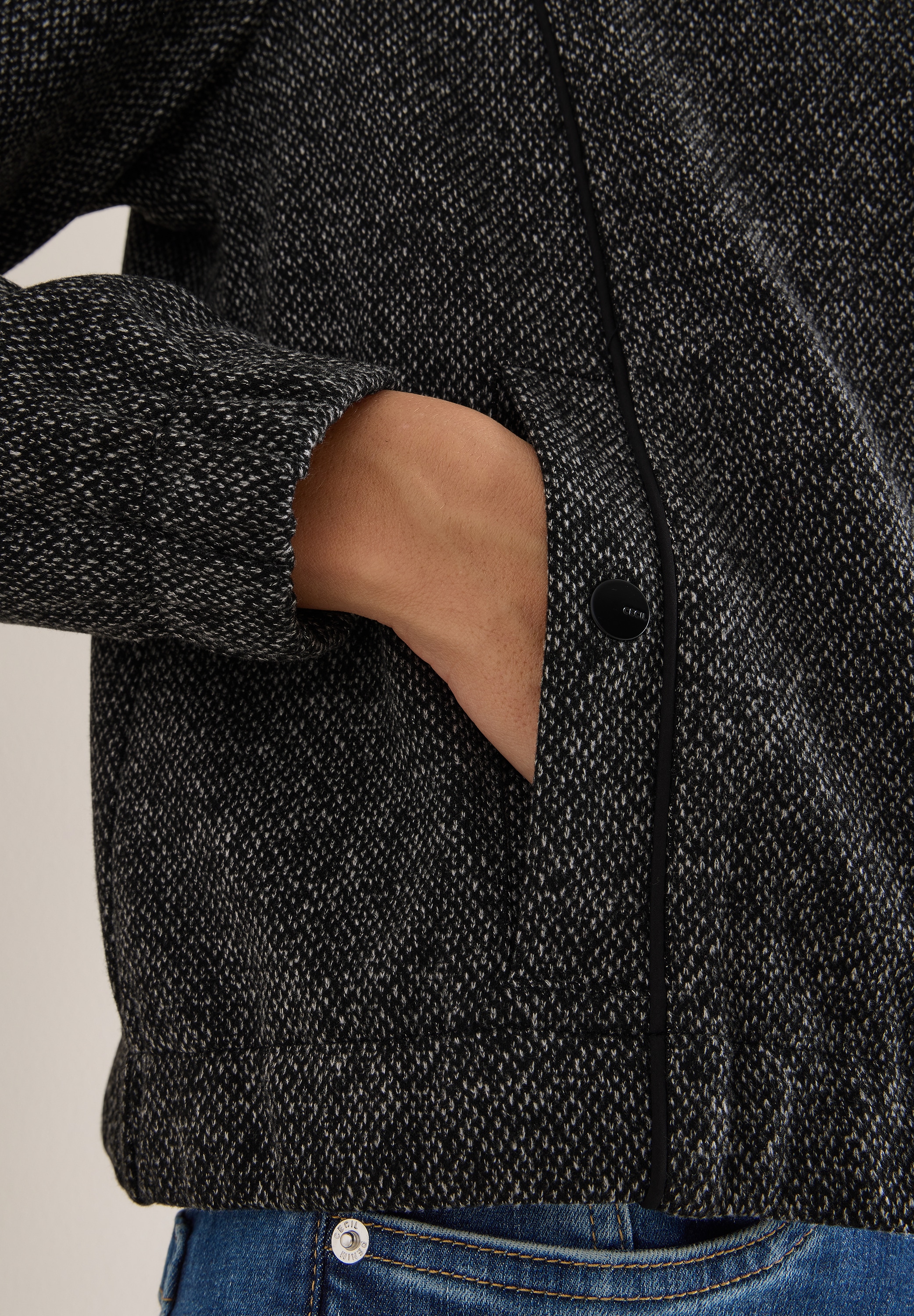 Cecil Blouson ohne Kapuze im melierten Look und mit  Elastiksaum