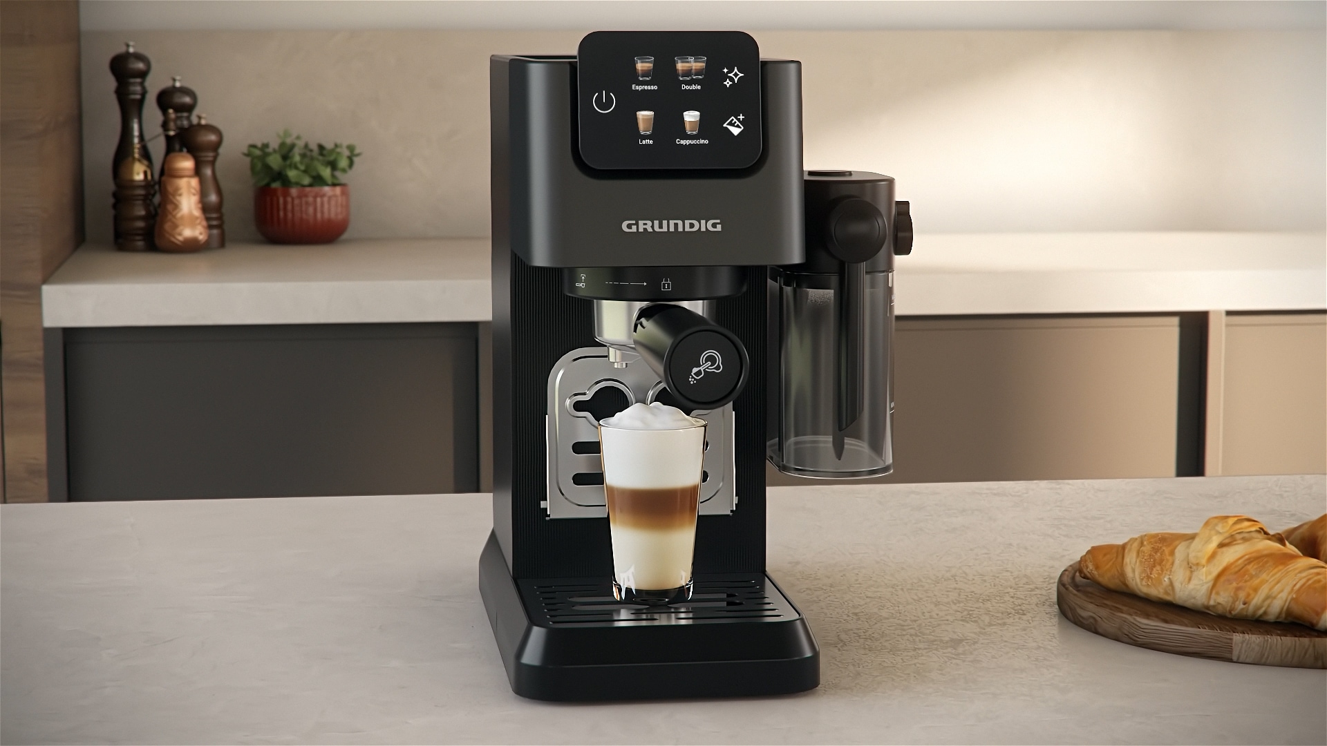 Grundig Siebträgermaschine »KSM 6430«, mit integriertem Milchbehälter, geeignet für Kaffeepads und Kapseln