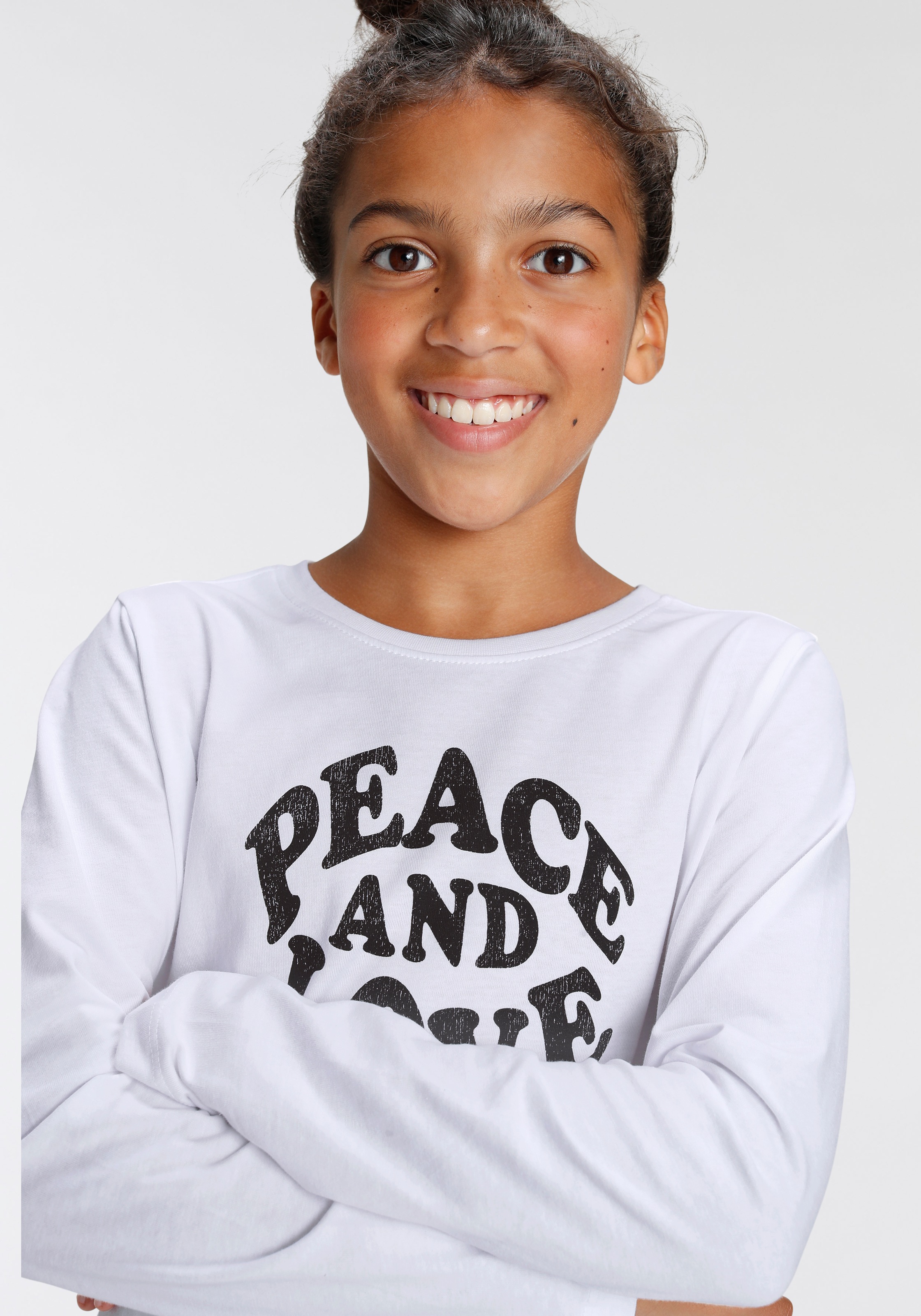 [Großer Ausverkauf nur jetzt] KIDSWORLD Langarmshirt | BAUR and Druck »Peace kaufen Love«