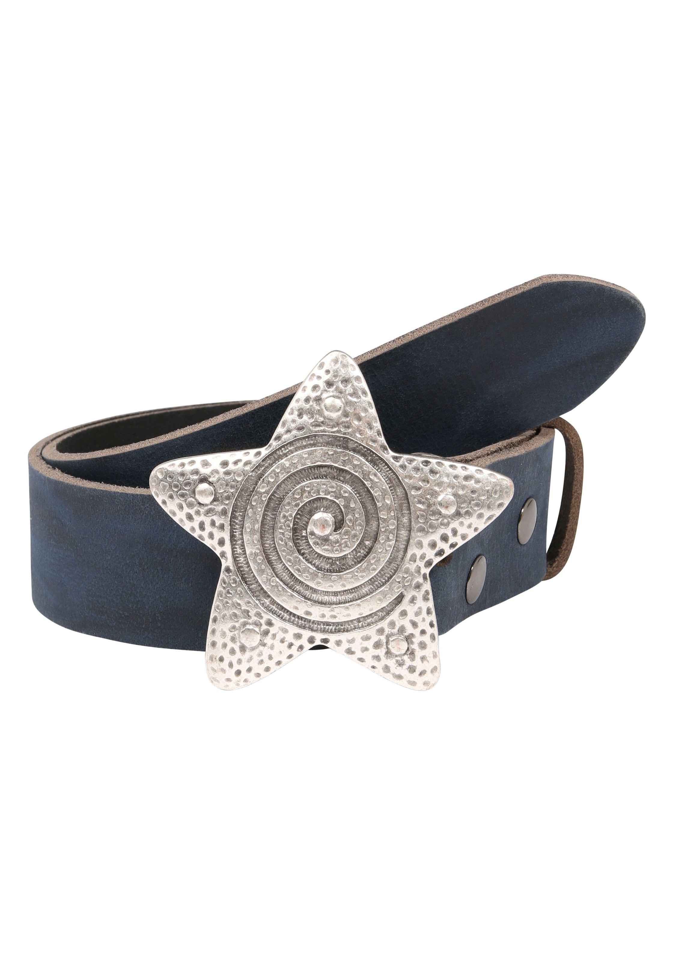 Rettungsring Gürtel Ledergürtel mit gehämmerter Stern-Schließe günstig online kaufen