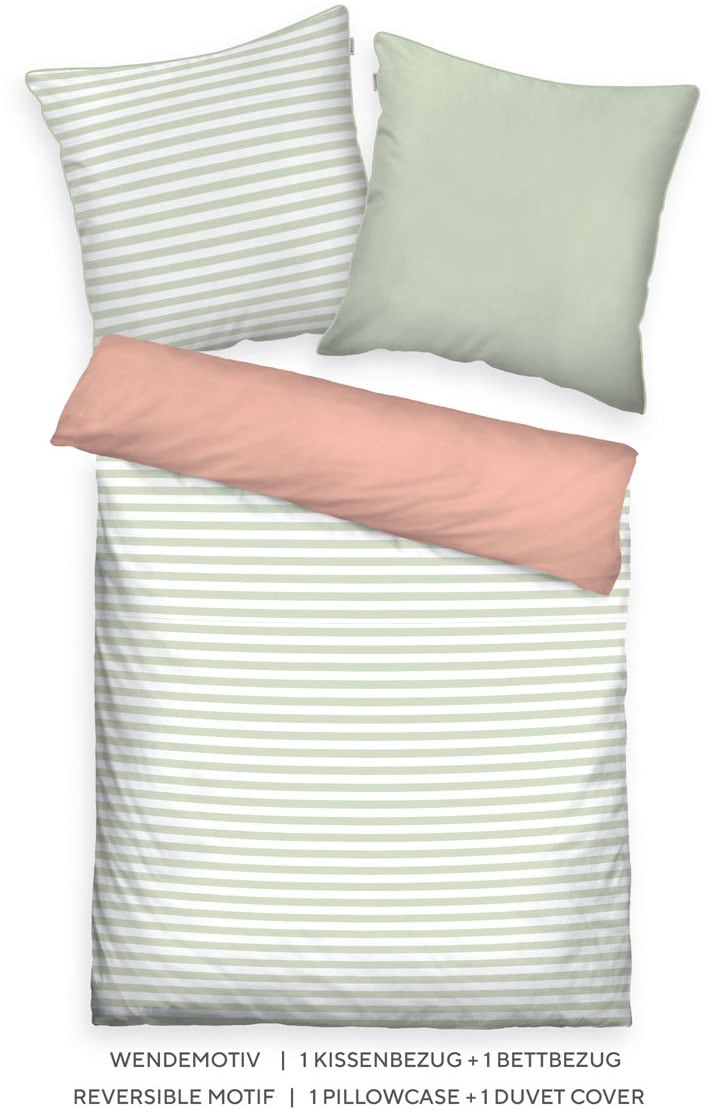 TOM TAILOR HOME "STRIPES WITH A KICK in Gr. 135x200cm oder 155x220cm" 2 Stk. new bedroom, farbige Paspel am Kissen