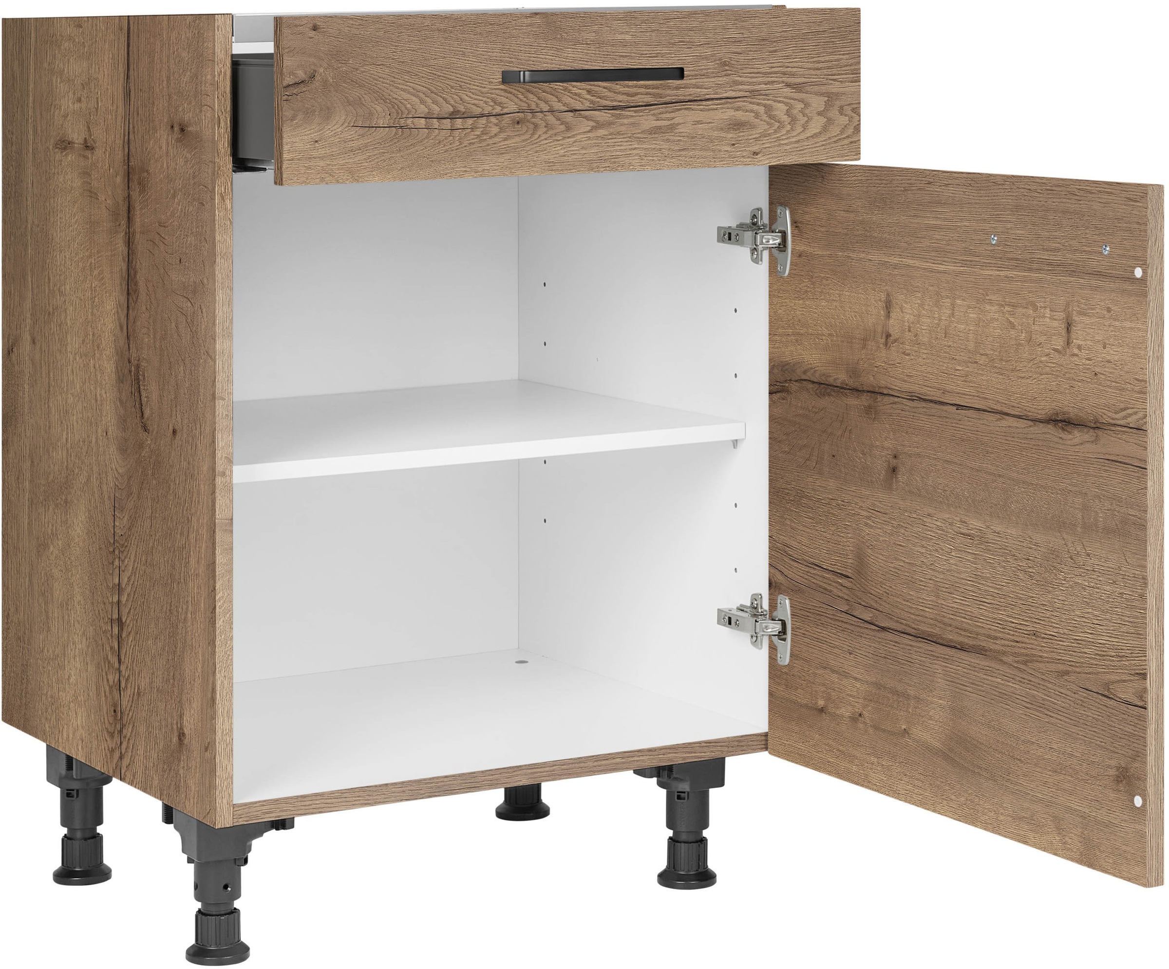 nobilia® Kochfeldumbauschrank »"Structura", mit Schukasten und Tür, Ausrichtung wählbar« vormontiert, Breite 60 cm