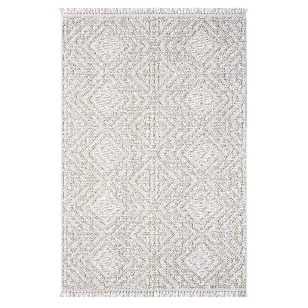 Carpet City Teppich »CLASICO 8926«, rechteckig, 11 mm Höhe, Läufer, Kurzflor, Hochtief-Muster, Boho, Fransen, Wohnzimmer