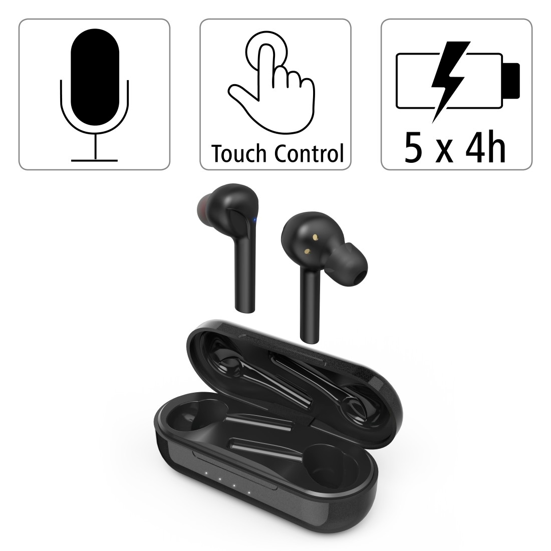 Hama In-Ear-Kopfhörer »Bluetooth® Anschluss, A2DP | Bluetooth-AVRCP Ear Sprachsteuerung, Kopfhörer Wireless, In Siri Sprachassistenten Berührungssteuerung, Ladebox«, und Bluetooth-HFP-HSP, True Google Assistant BAUR USB-C