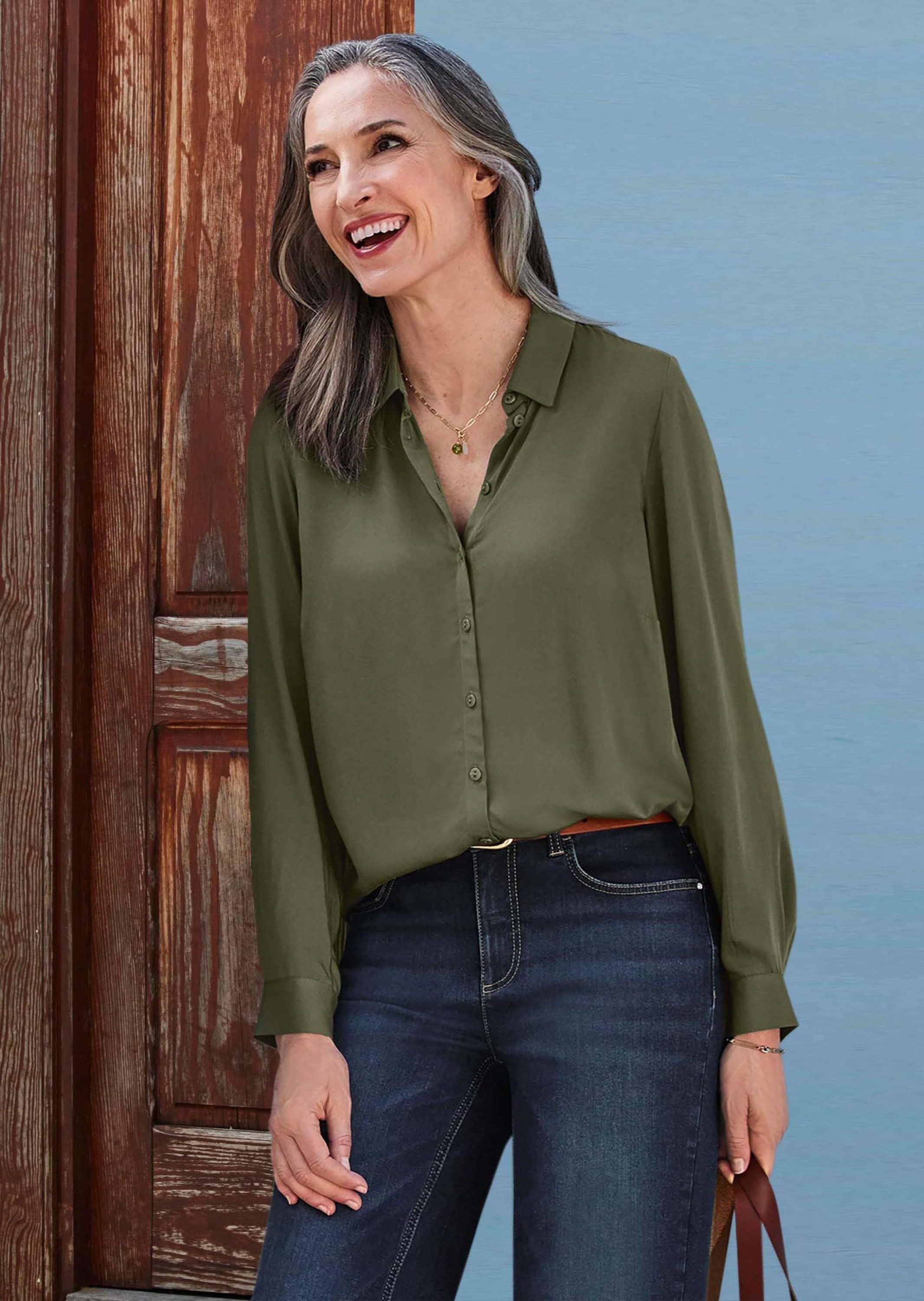 GOLDNER Hemdbluse »Kurzgröße Hemdbluse mit durchgehender Knopfleiste«