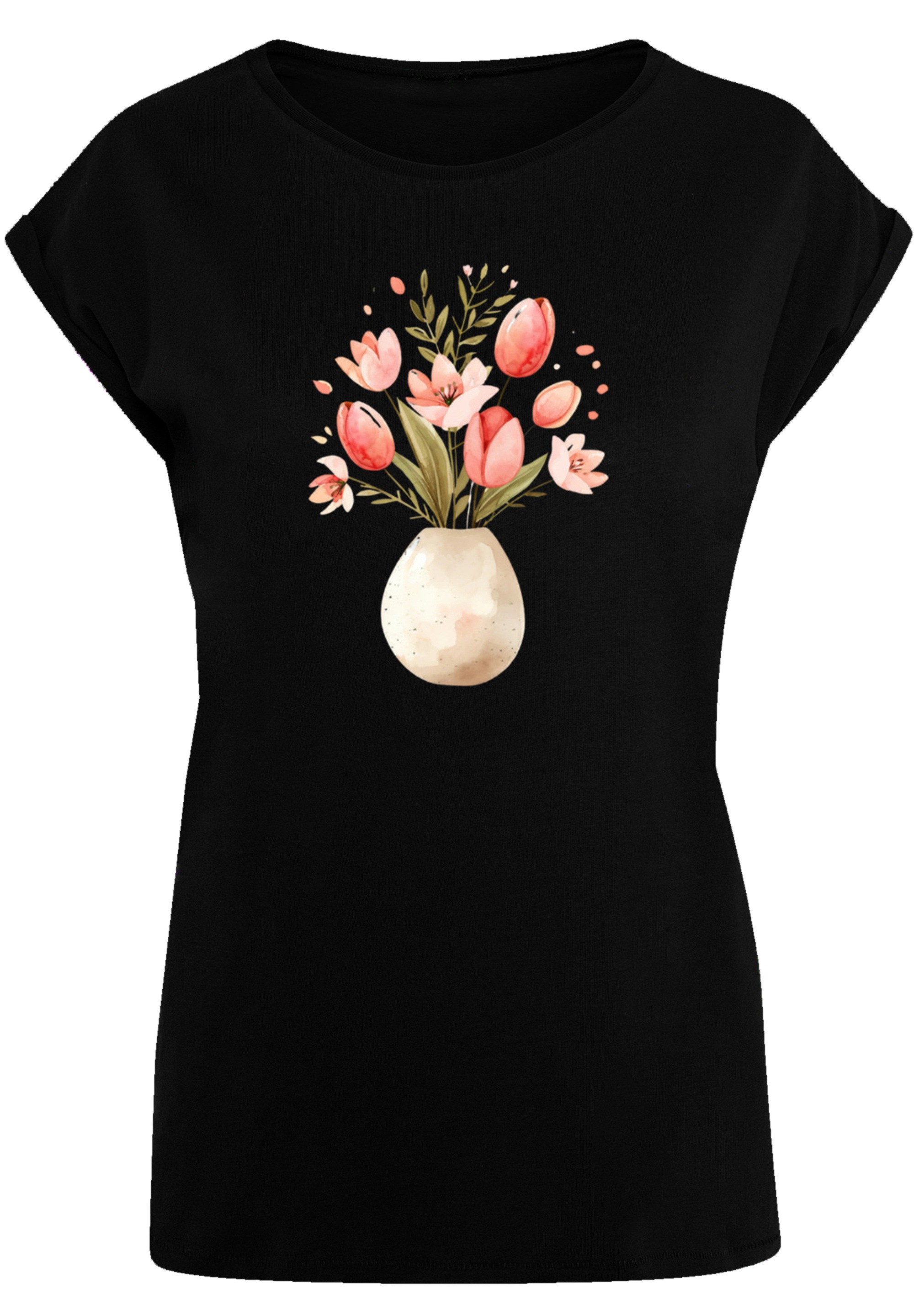 F4NT4STIC T-Shirt »Rosa Frühlingsblumenstrauß in Vase«, Premium Qualität