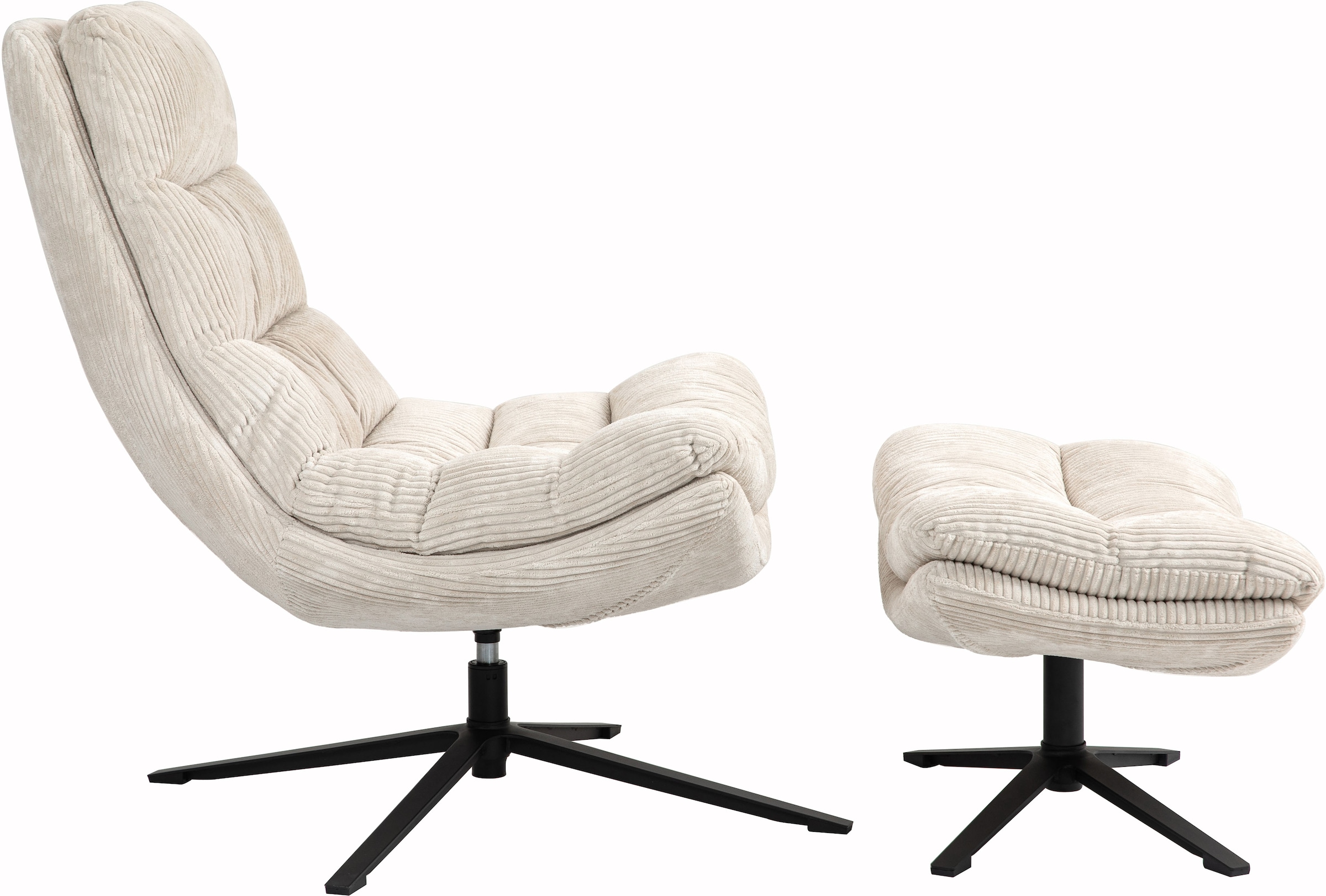 Duo Collection Relaxsessel »Porto«, 360° drehbar, doppelte Polsterung, mit Hocker, bis 115 kg belastbar