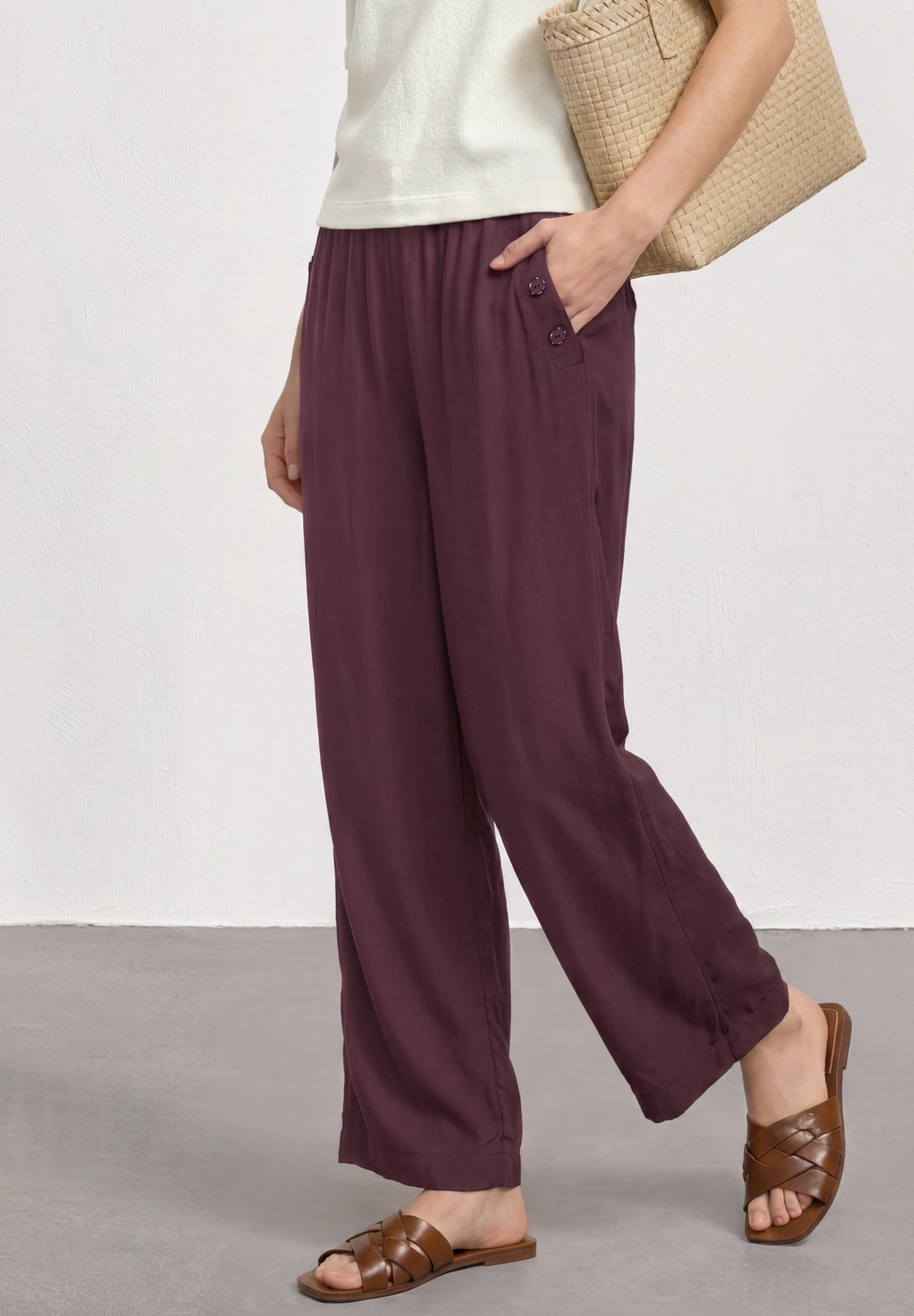 STREET ONE Stoffhose "Style Emee" Sommerhose mit Gummizug im Loose Fit