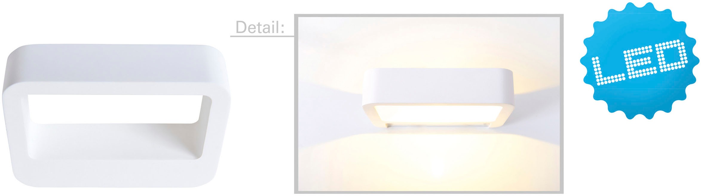 näve LED Wandleuchte »Wanna«, 1 flammig, Leuchtmittel LED-Modul | LED fest integriert, incl. 1x 5W Edison LED, l: 20cm, b: 12cm, h: 5cm, Gips, weiß