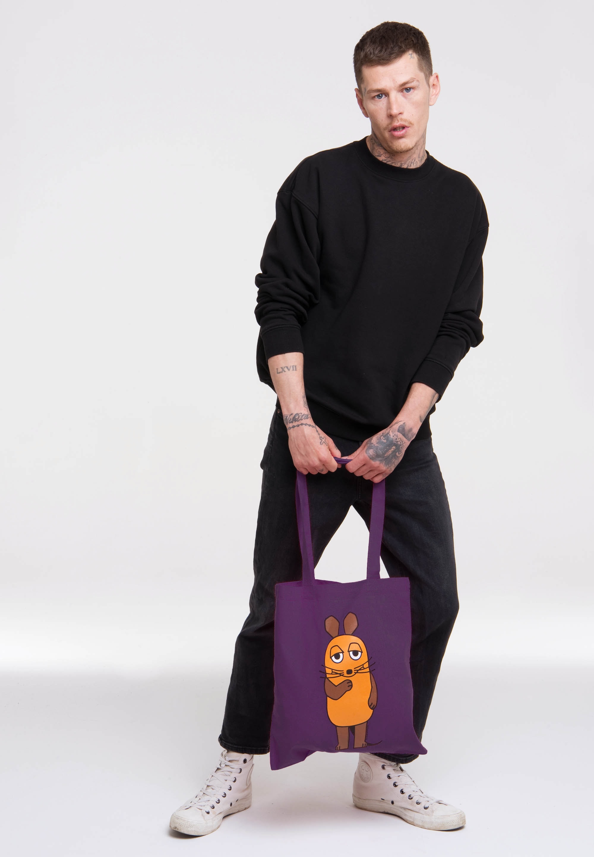 LOGOSHIRT Henkeltasche »Baumwolltasche Die Sendung mit der Maus«, mit Sendung mit der Maus-Logo