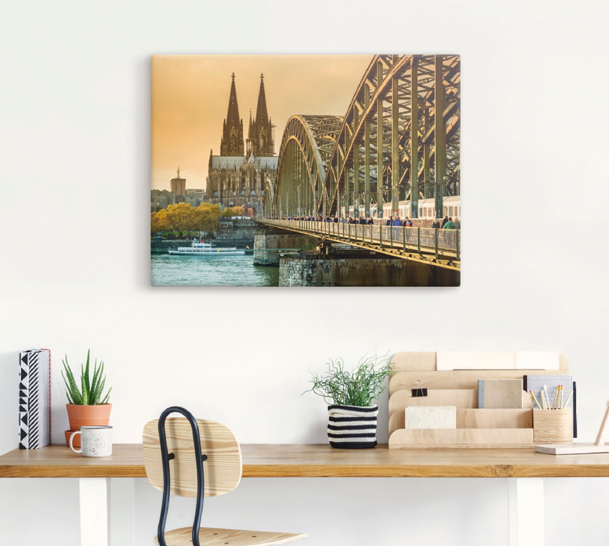 Artland Leinwandbild »Kölner Dom mit Hohenzollernbrücke«, Deutschland, (1 St.), auf Keilrahmen gespannt