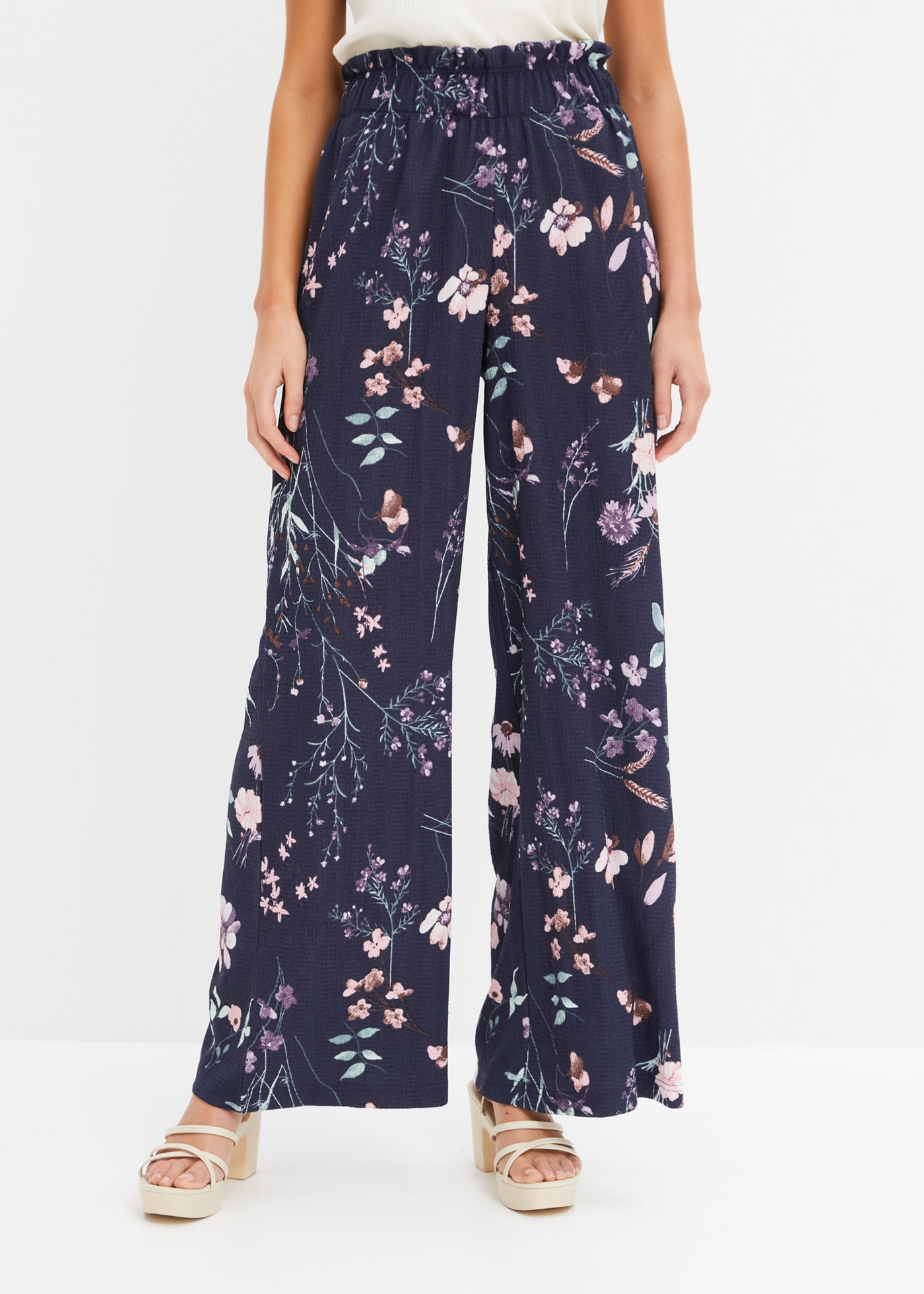 bonprix "Jersey-Hose aus luftigem Crêpe" aus Crêpe-Material, mit Elasthan-Anteil, lockere loose fit Passform