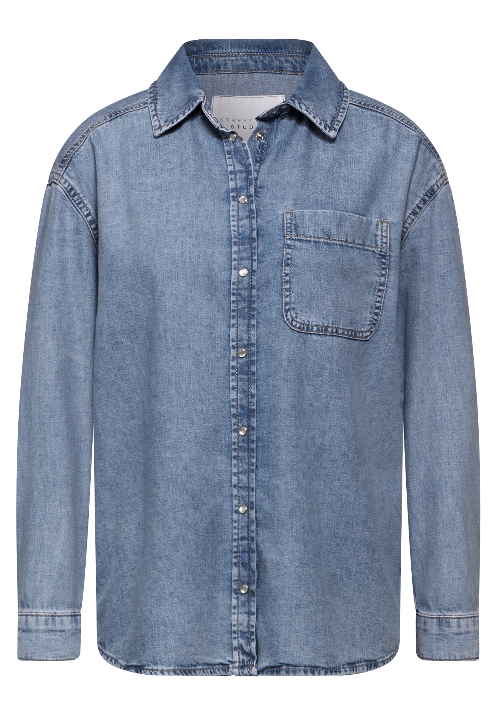 STREET ONE STUDIO Jeansbluse, aus softem Materialmix