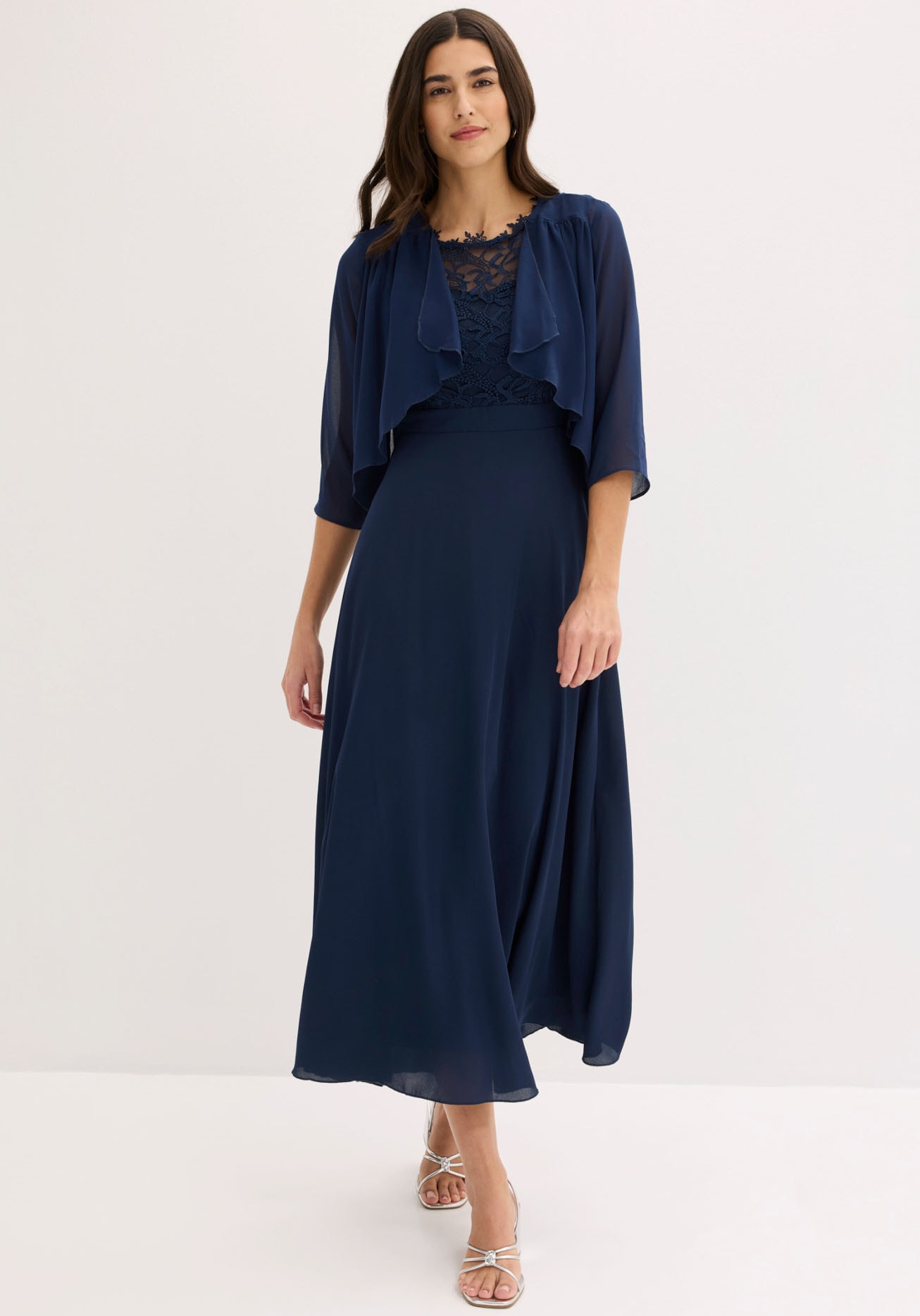 bonprix Boleroblazer für festliche Anlässe und Hochzeiten, 3/4-Ärmel, Wasserfallkragen