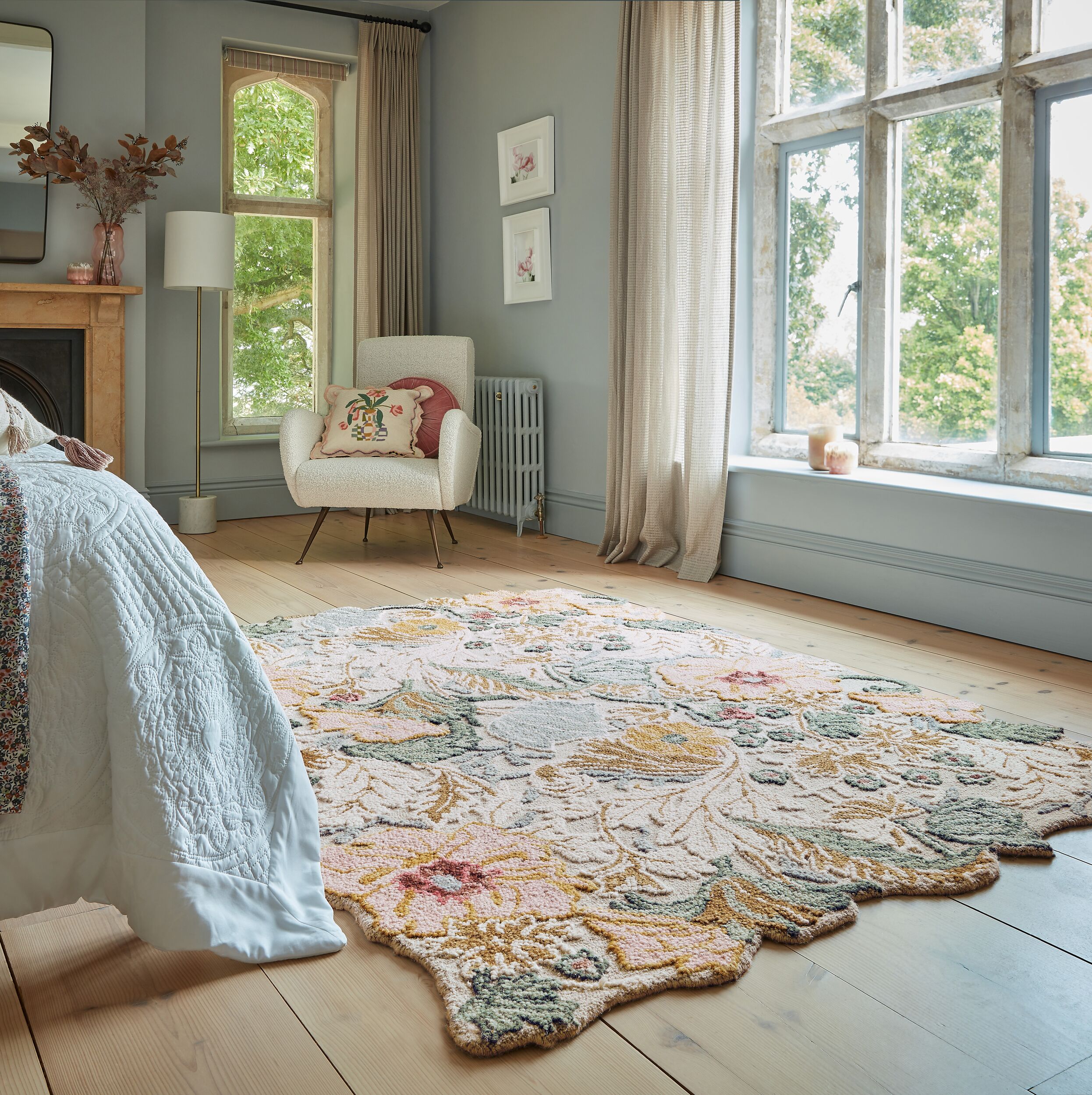 FLAIR RUGS Wollteppich "Daphne Floral, 100% Wolle auch als Läufer" rechteckig 10 mm Höhe organischen Blumenmotive, Wohnzimmer, Schlafzimmer, Esszimmer
