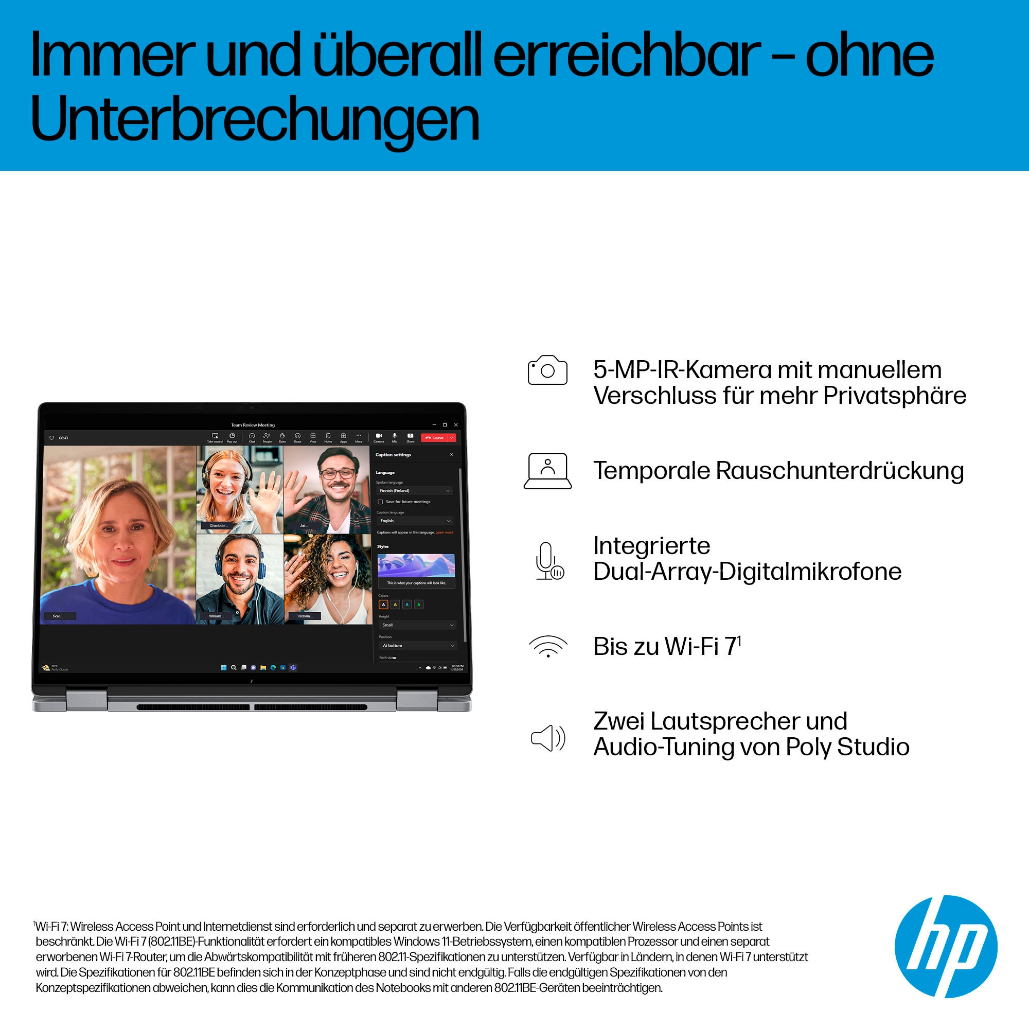 HP Convertible Notebook »OmniBook X Flip 14-fk0078ng«, 35,6 cm, / 14 Zoll, AMD, Ryzen™ AI 7, Radeon 860M, 1000 GB SSD