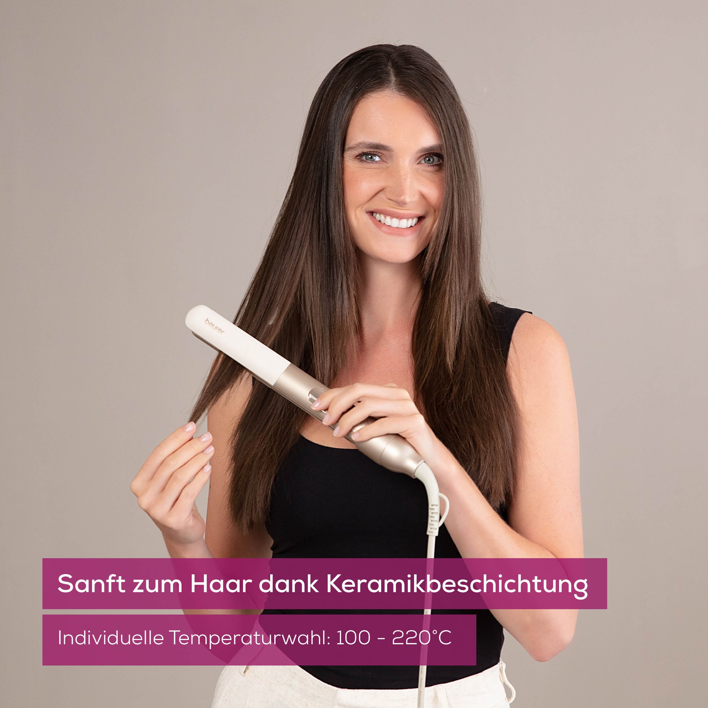 BEURER Glätteisen »HS 70, schonendes Glätteisen mit Ionen-Technologie«, Keramik, Mit Ionenfunkion, Keramik Beschichtung und variabler Temperaturstufen