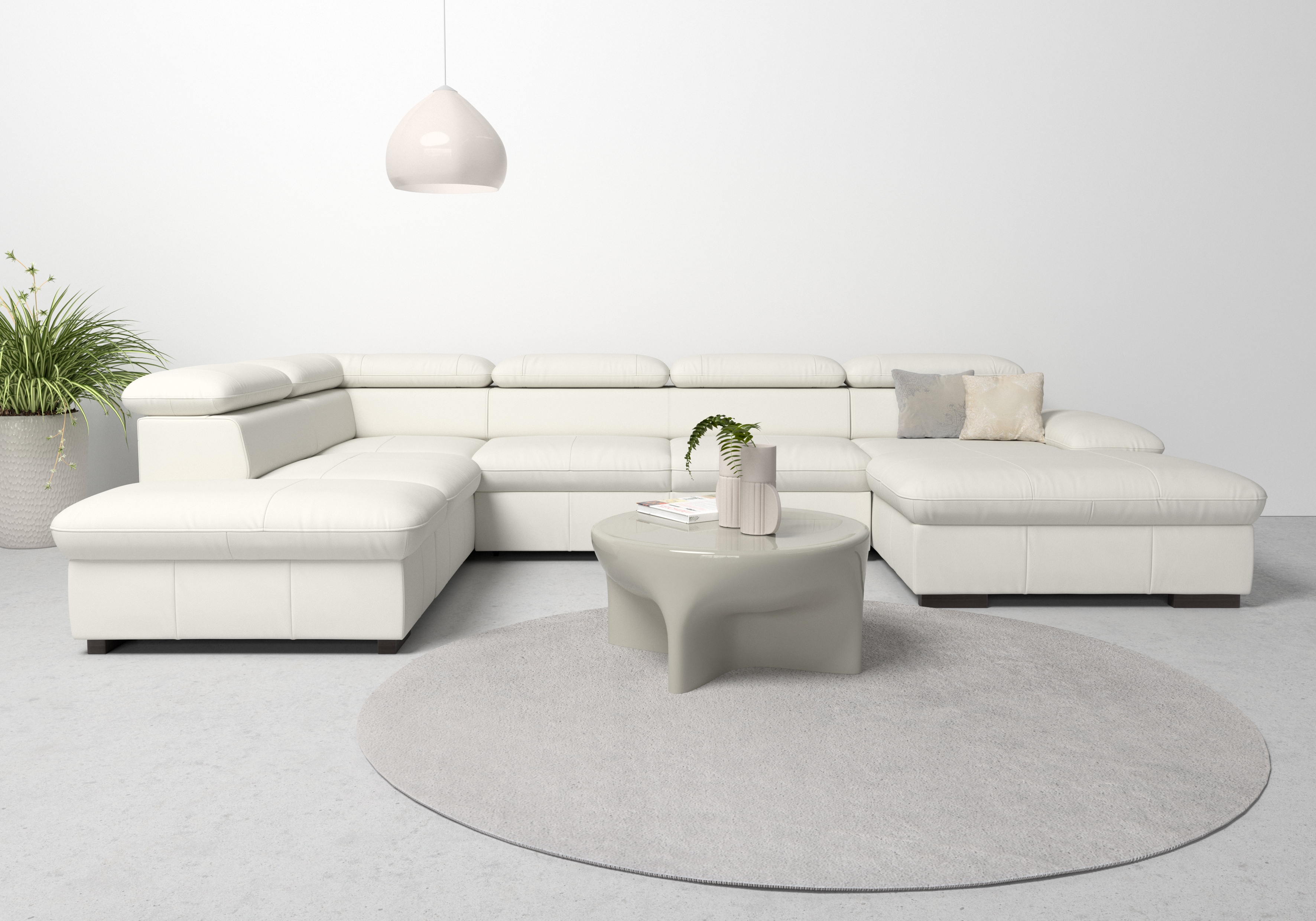 OTTO home Wohnlandschaft "Alberto U-Form, B: 350 cm, mit Kopfteilverstellung, XXL-Sofa" mit Schlaffunktion, Couch mit Lederoption