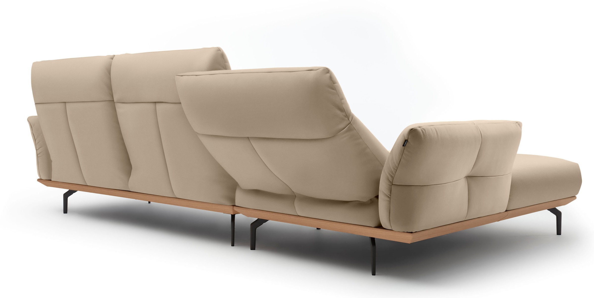Creation BY ROLF BENZ Ecksofa »CR.460«, Sockel in Eiche, Winkelfüße in Umbragrau, Breite 318 cm