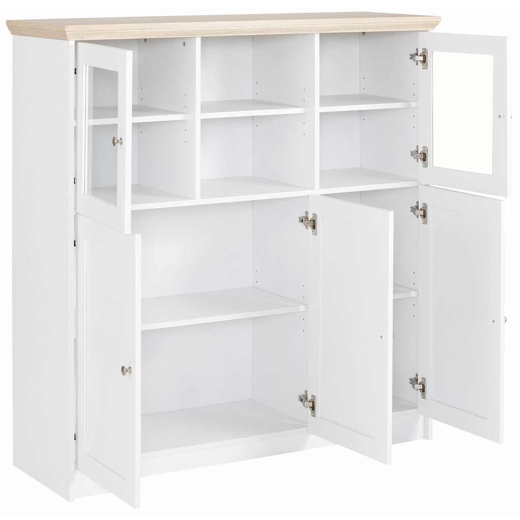 Home affaire Highboard »Nanna«, in duroplastischer Oberfläche Folien Eichen-Optik, Breite 118 cm