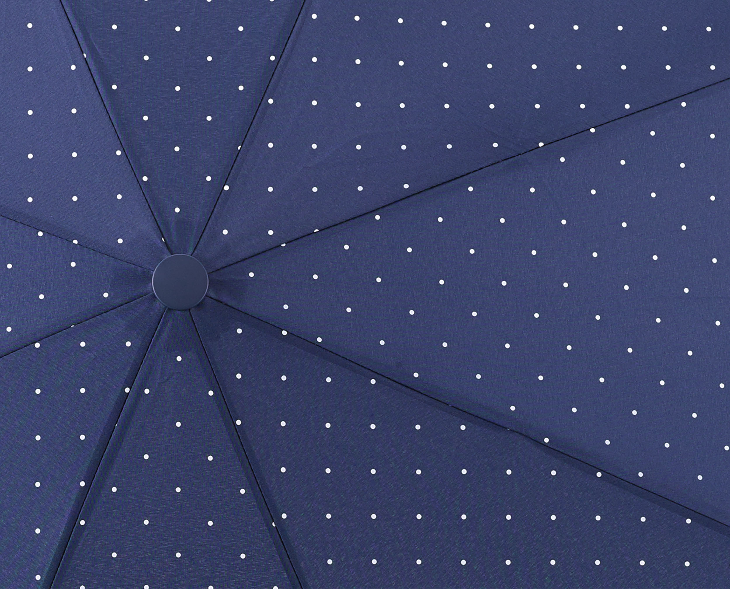Thumbnail - EuroSCHIRM Taschenregenschirm "Taschenschirm 32P7, Punkte weiß", marineblau, Punkte weiß, kompakte Größe, Automatik, Buc...