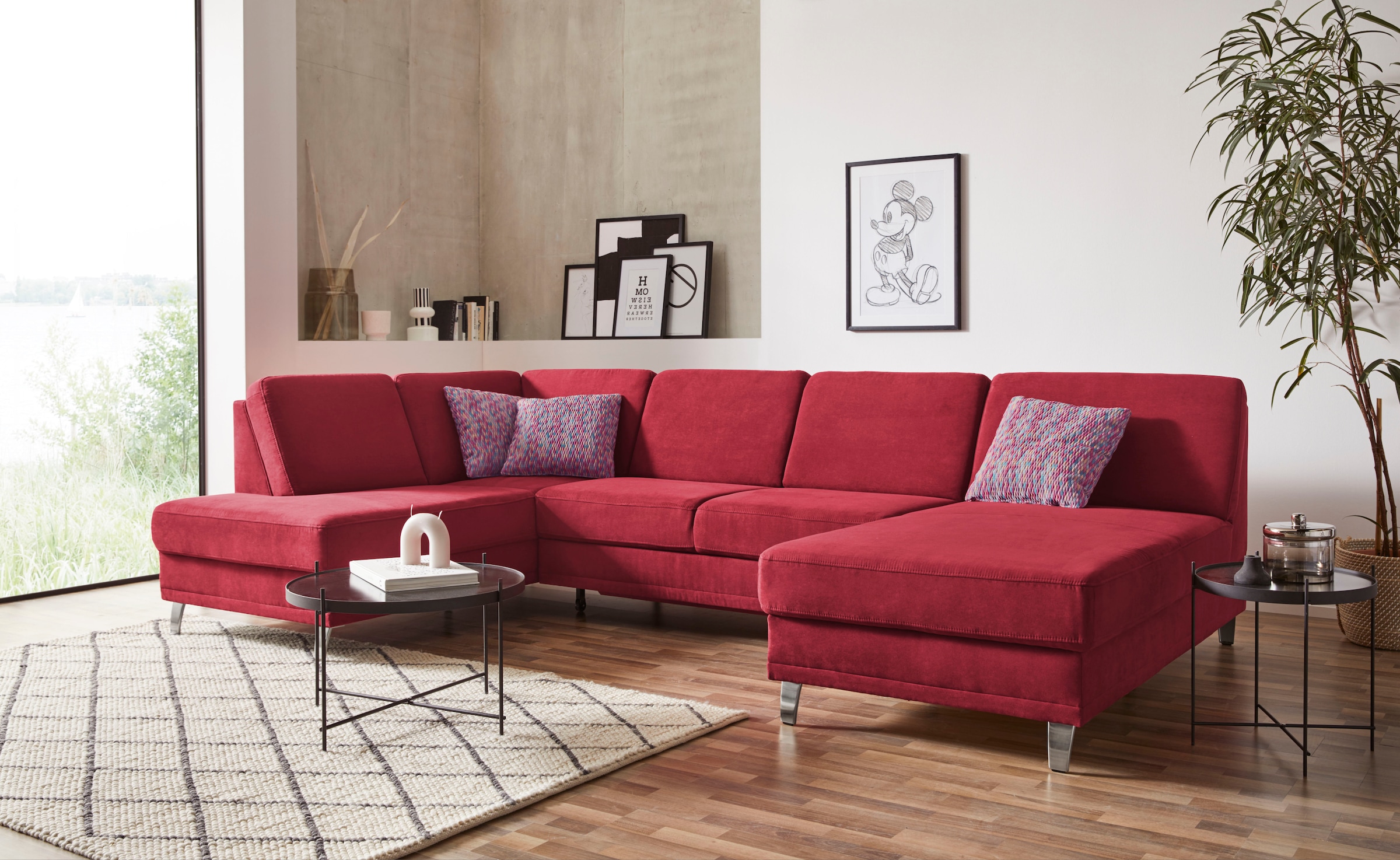 sit&more Wohnlandschaft "Clio U-Form" wahlweise mit Schlaffunktion und Bettkasten, inklusive Federkern