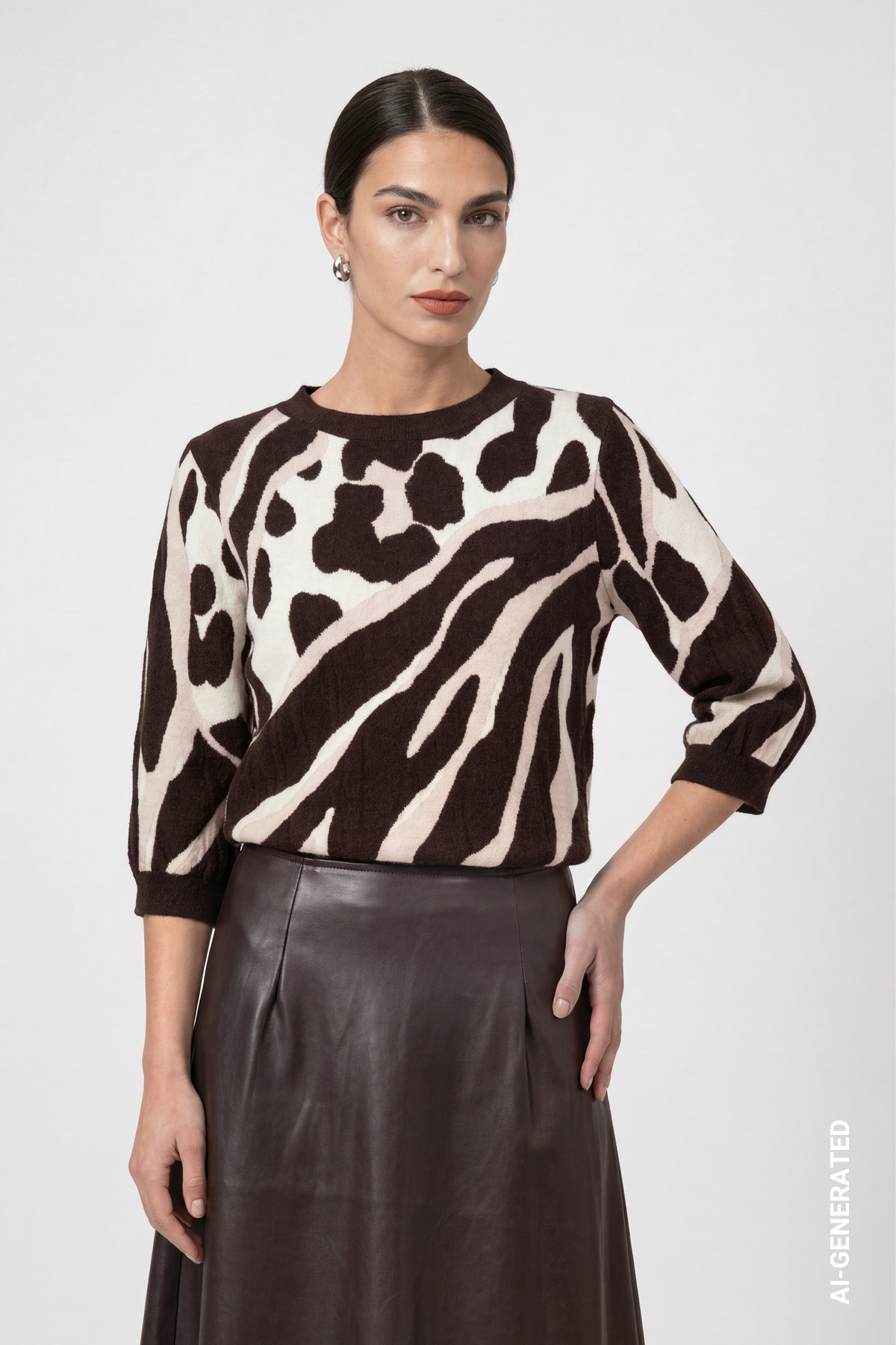 Monari 3/4 Arm-Pullover "Pullover Leo Tigermix" Regular fit mit Leomuster