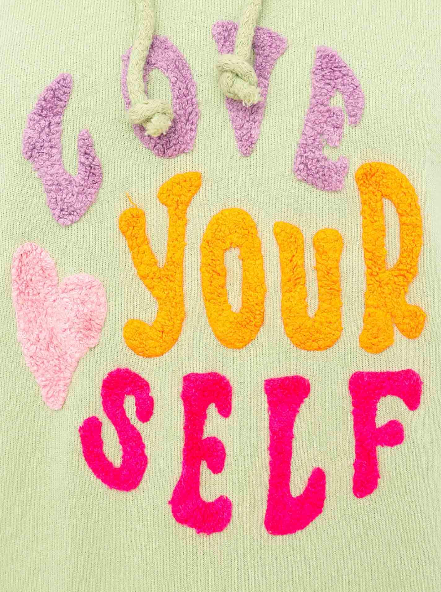 Zwillingsherz Hoodie »"Love Yourself"«, Kapuze, Flockprint, Langarm, Kordelzug