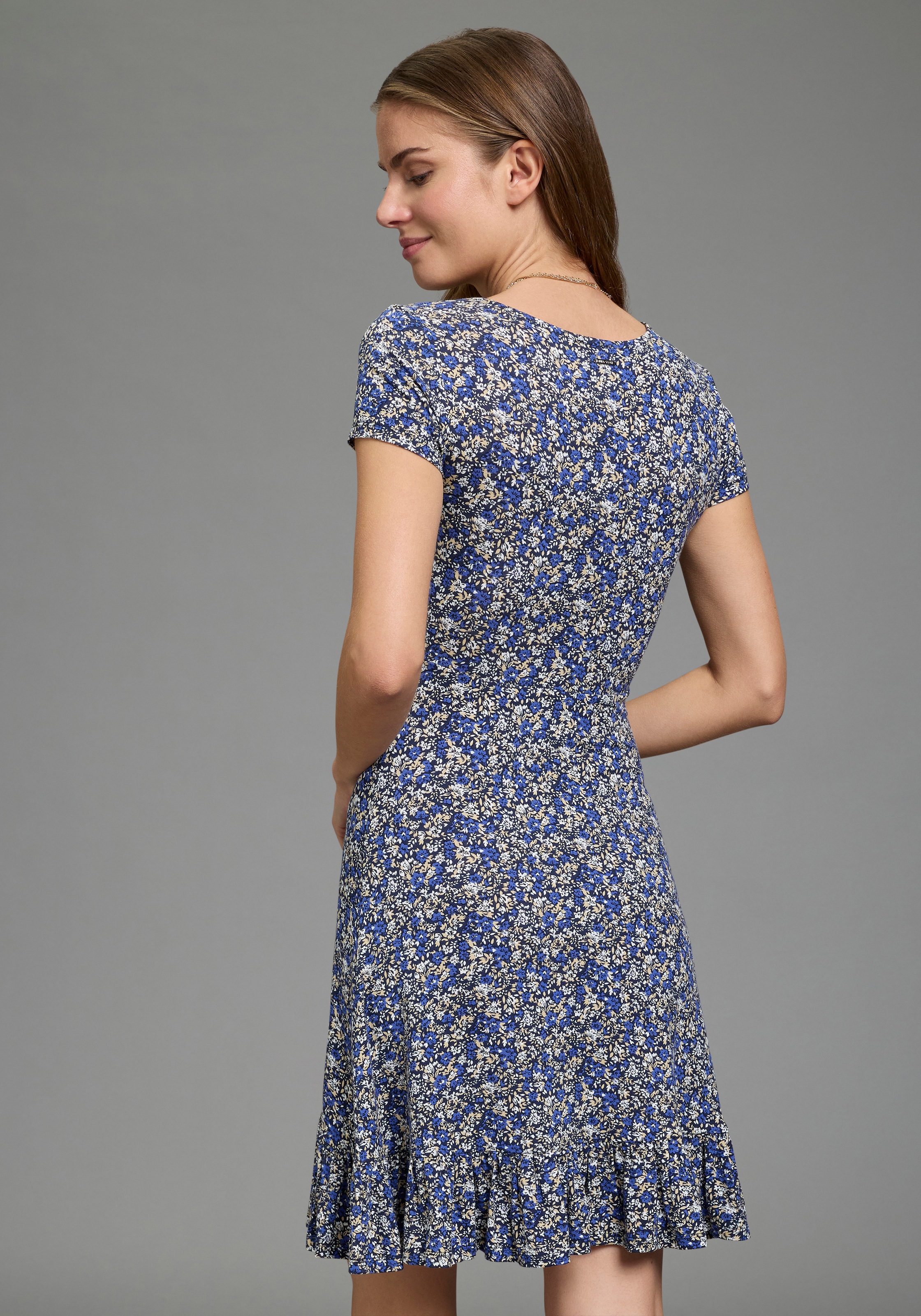 Laura Scott Skaterkleid mit floralem Alloverdruck, aus Viskosemischung