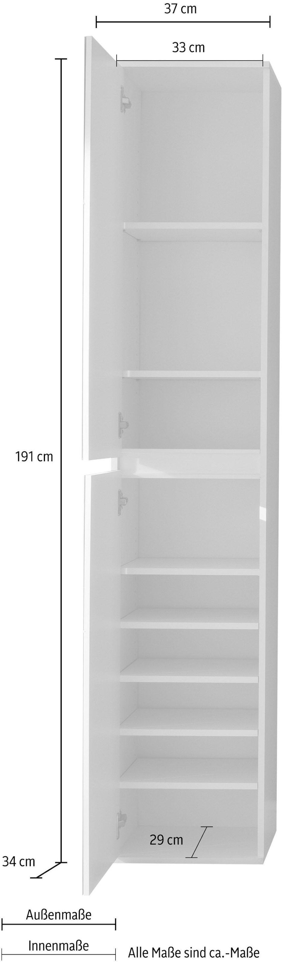 INOSIGN Garderobenschrank »Malcesine«, mit Spiegelfront und 7 Böden, Breite 37 cm