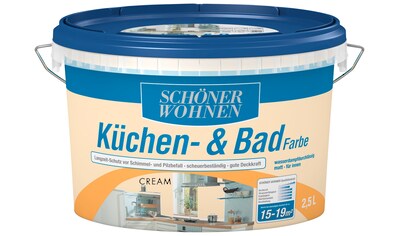 SCHÖNER WOHNEN FARBE Wandfarbe »Küchen- & Badfarbe«, 2,5 Liter, cream, Langzeitschutz...