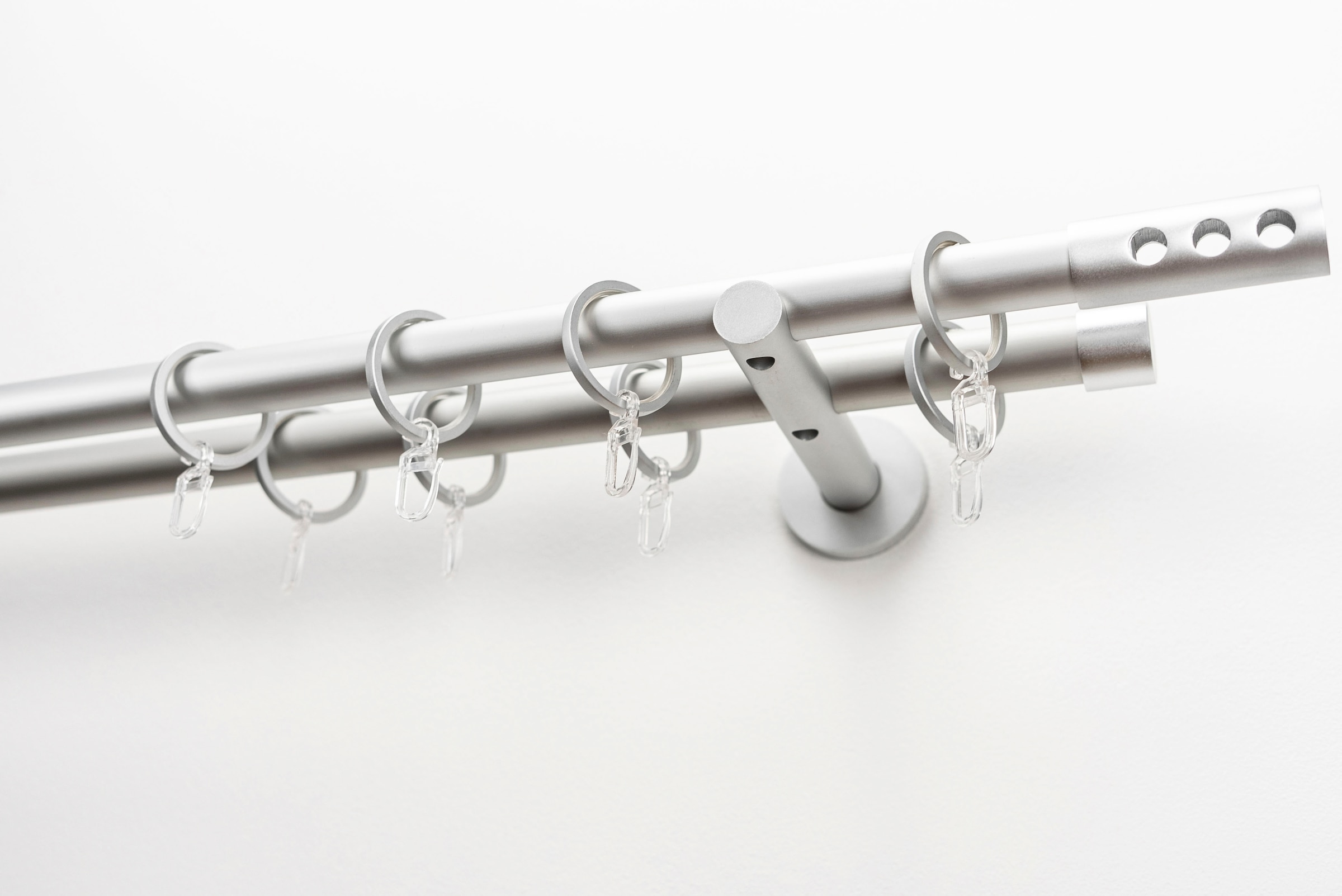 Gardinenstange GARESA, B:64cm L:600cm Ø:20mm, silber, Aluminium, Wohnzimmer, Gardinenstangen, "EASY", Vorhanggarnitur, verlängerbar, Endk. mit 3