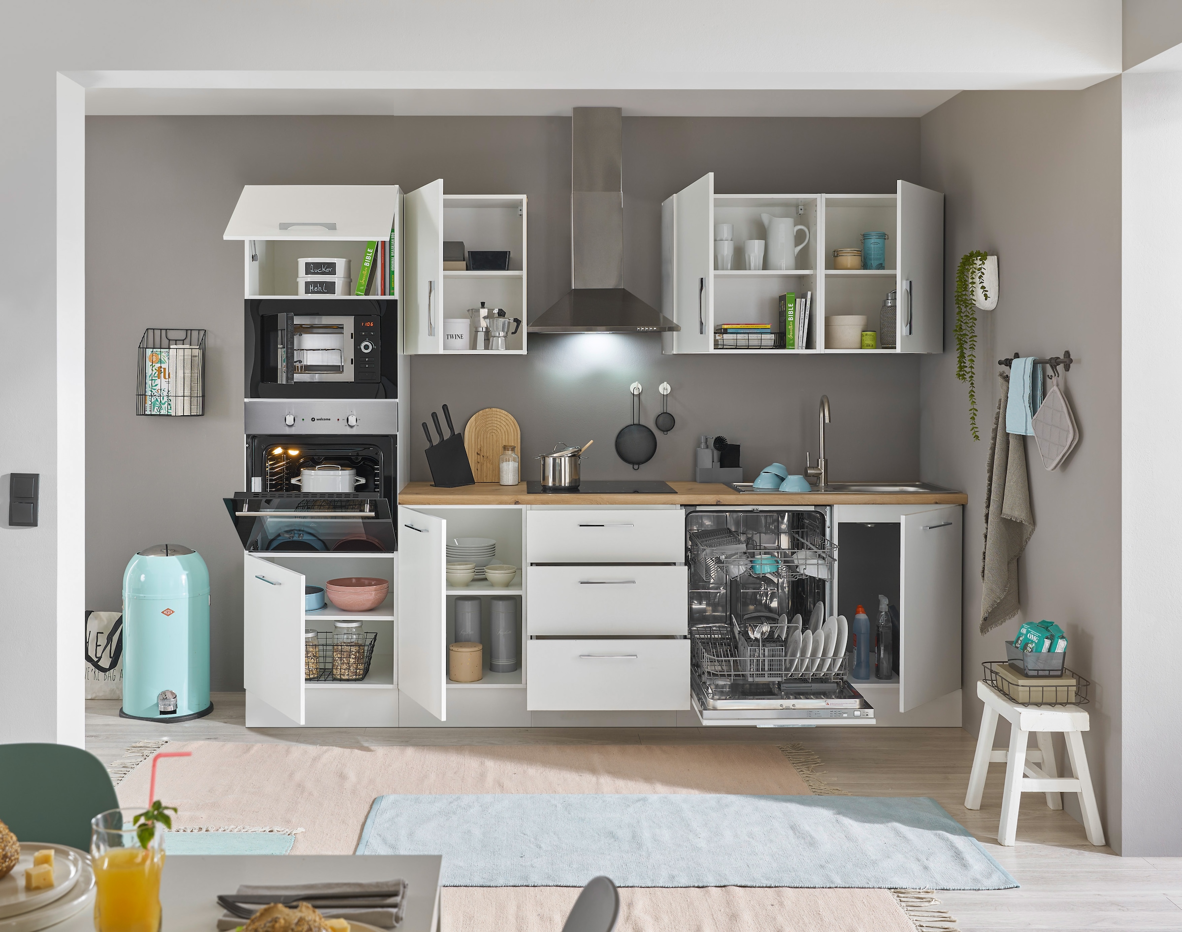 BASIC by Balculina Küchenzeile »Turin«, Breite 280 cm, wahlweise mit E-Geräten