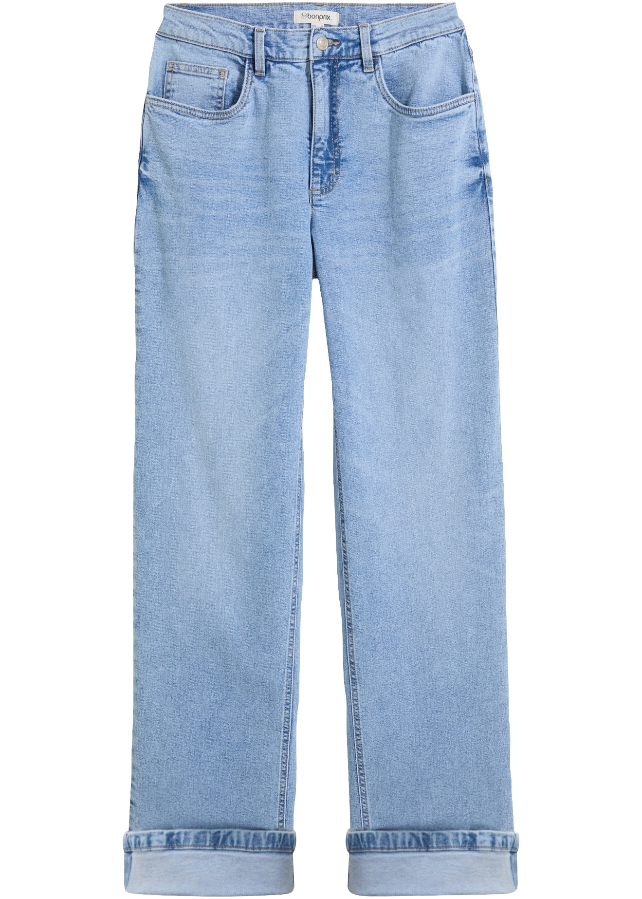 bonprix Straight-Jeans mit High-Waist-Bund, Regular Fit, Straight-Leg-Schnitt, im Casual-Stil