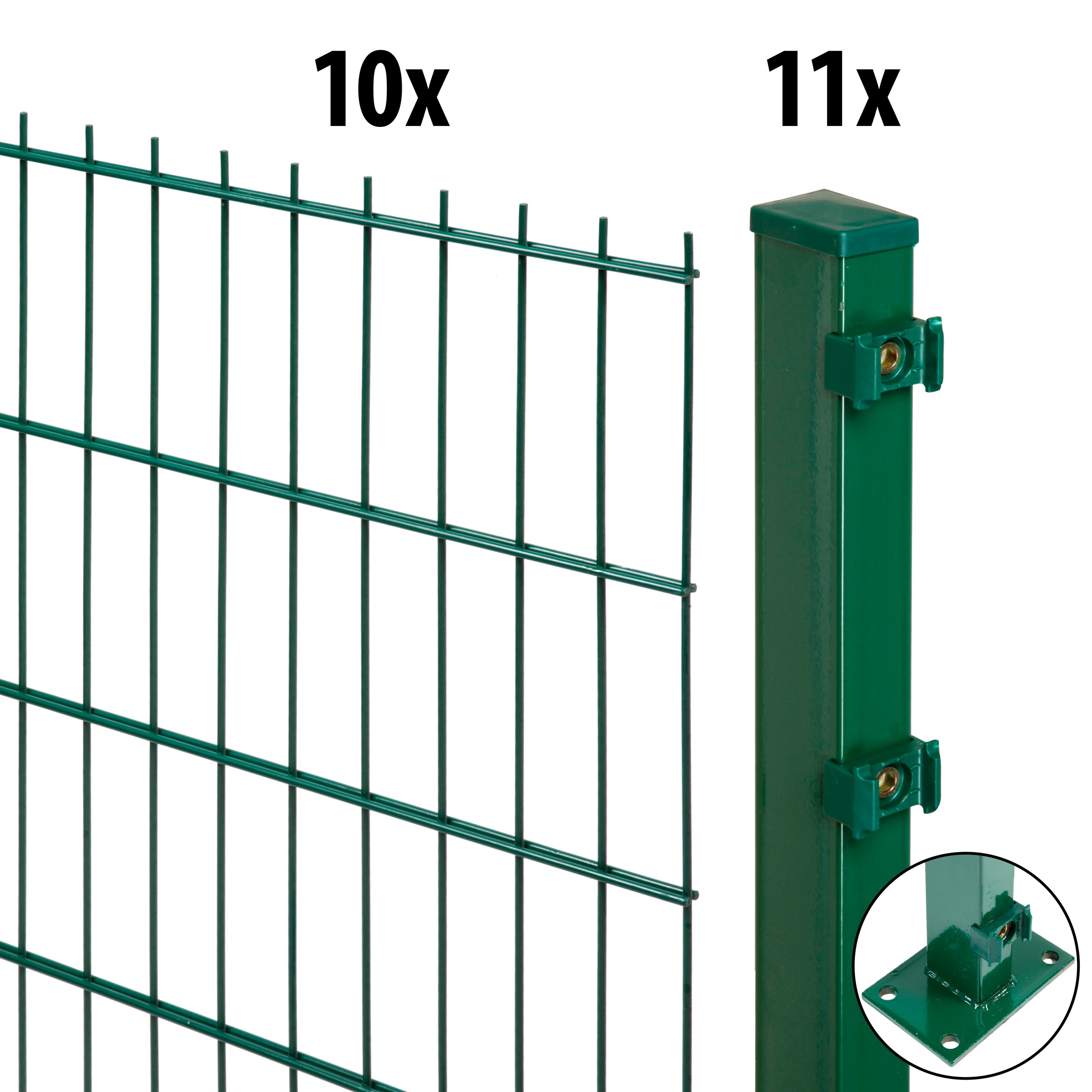 GARDEN 'N' MORE Doppelstabmattenzaun »Excellent«, 10 Elemente für 20 m, LxH: 200 x 103 cm, mit 11 Pfosten