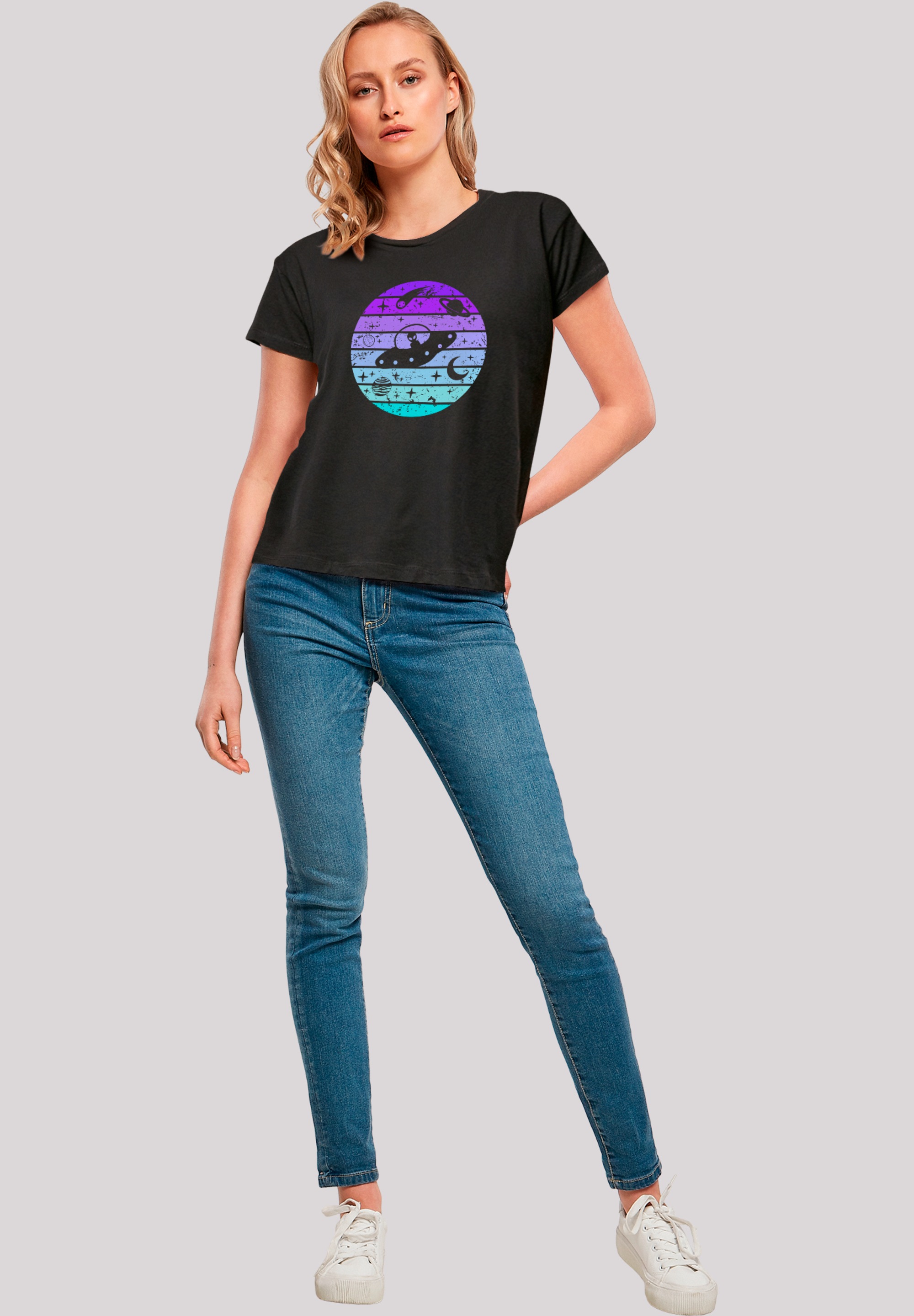 F4NT4STIC T-Shirt »Retro Alien Weltraum Sonnenuntergang«, Premium Qualität