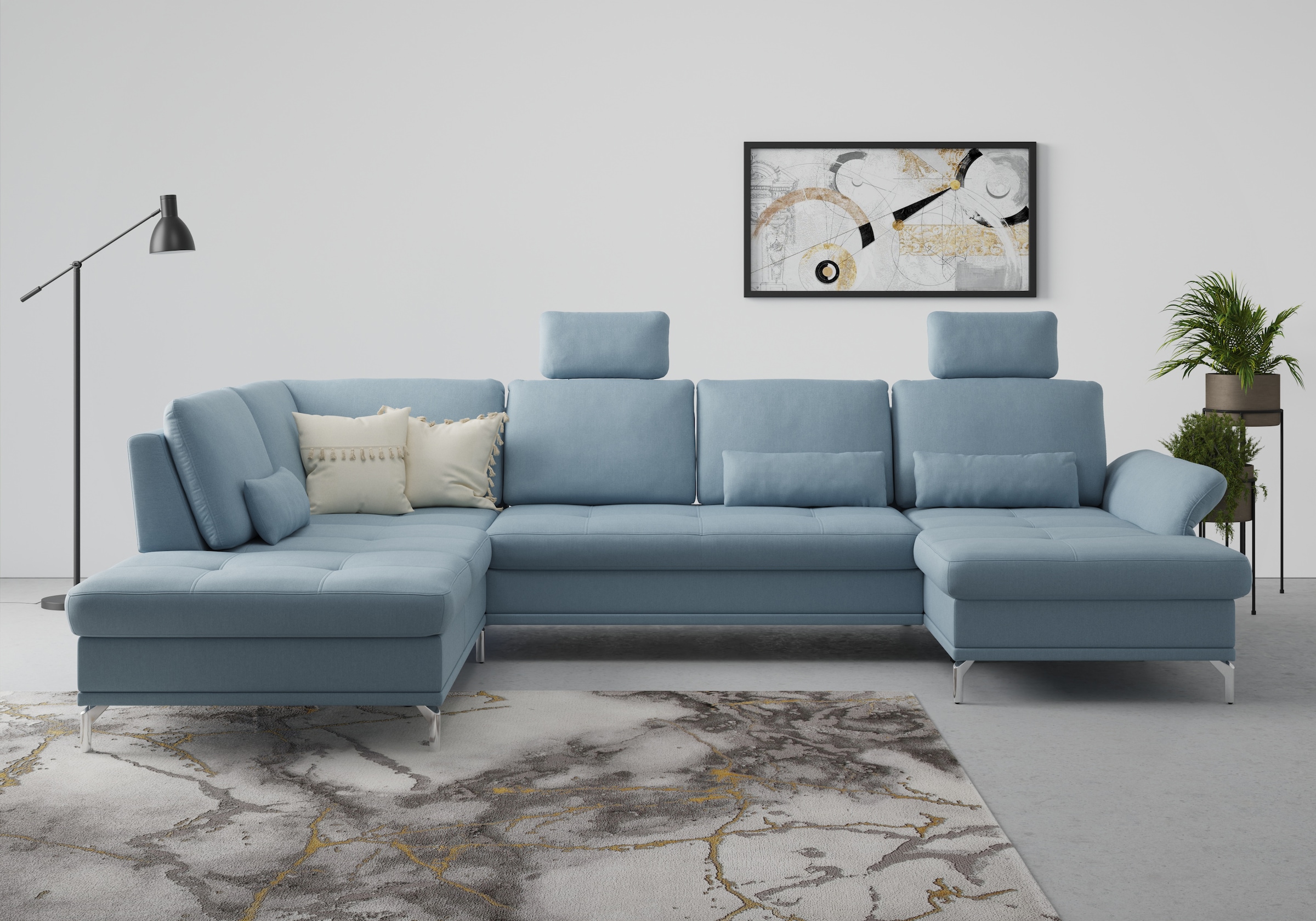 Home affaire Wohnlandschaft "Palm Beach U-Form" Federkern, mit Sitztiefenve günstig online kaufen