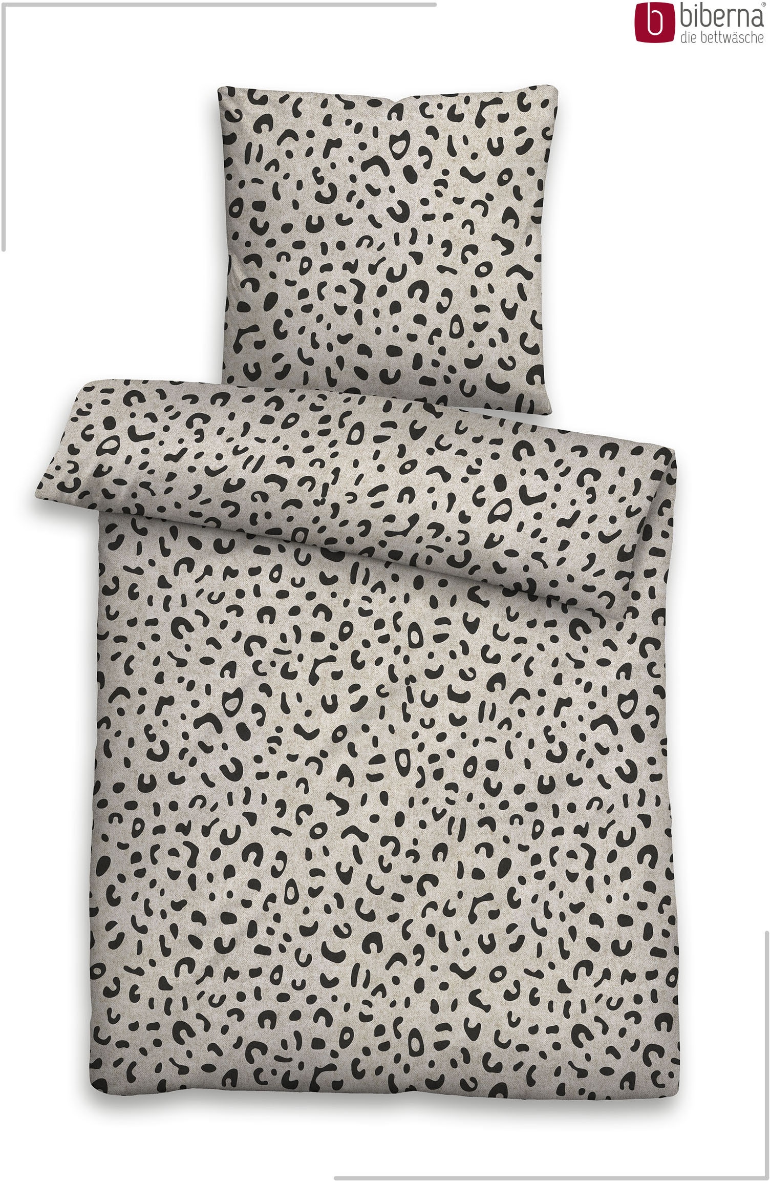 Biberna Bettwäsche »Leo Premium Melange-Flanell Bettwäsche 100% Baumwolle ab 135x200« 2 wärmend weich, Reißverschluss, Winterbettwäsche, Animalprint